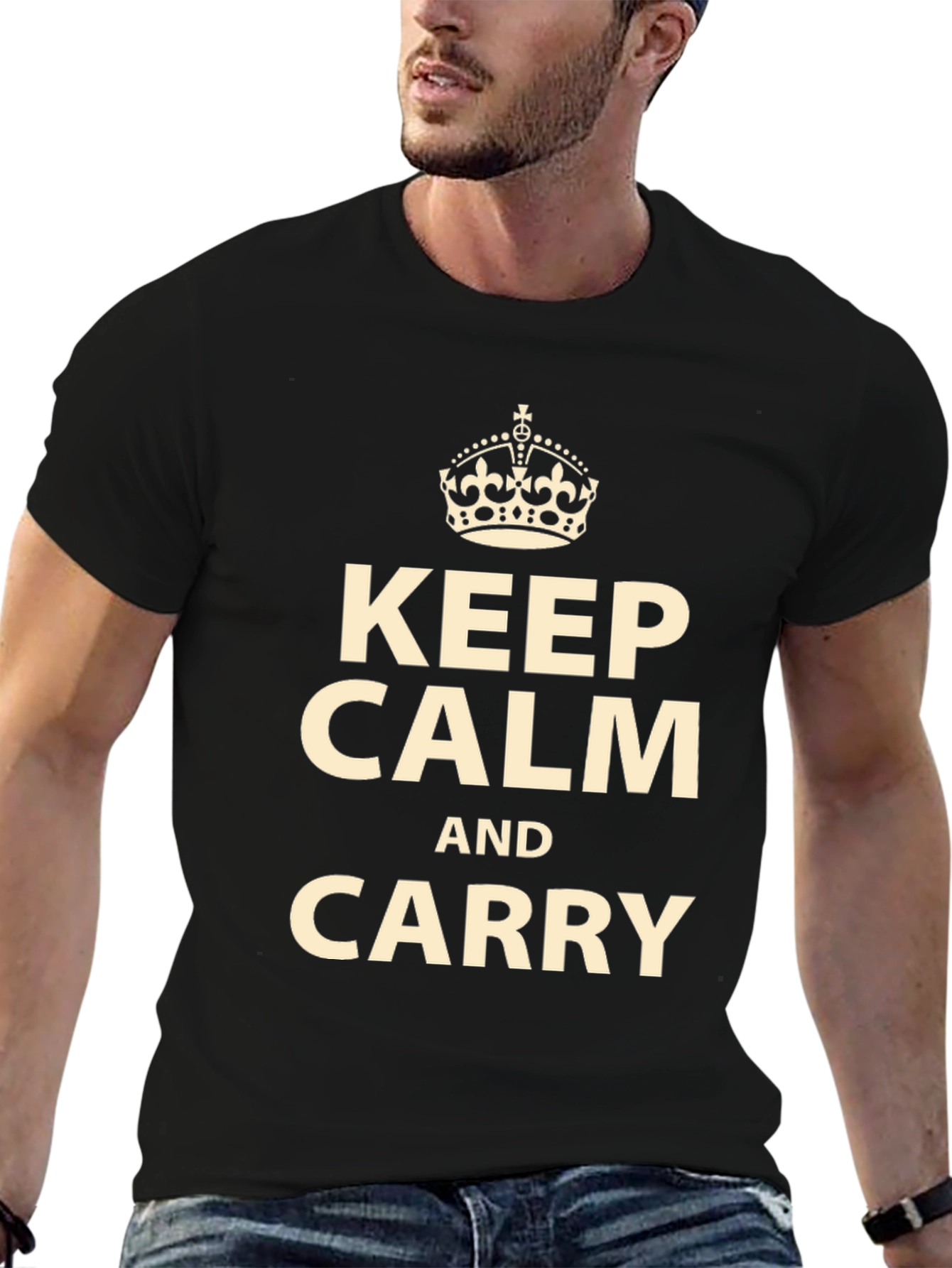 Keep Calm and Carry On Graphic Tee - Black