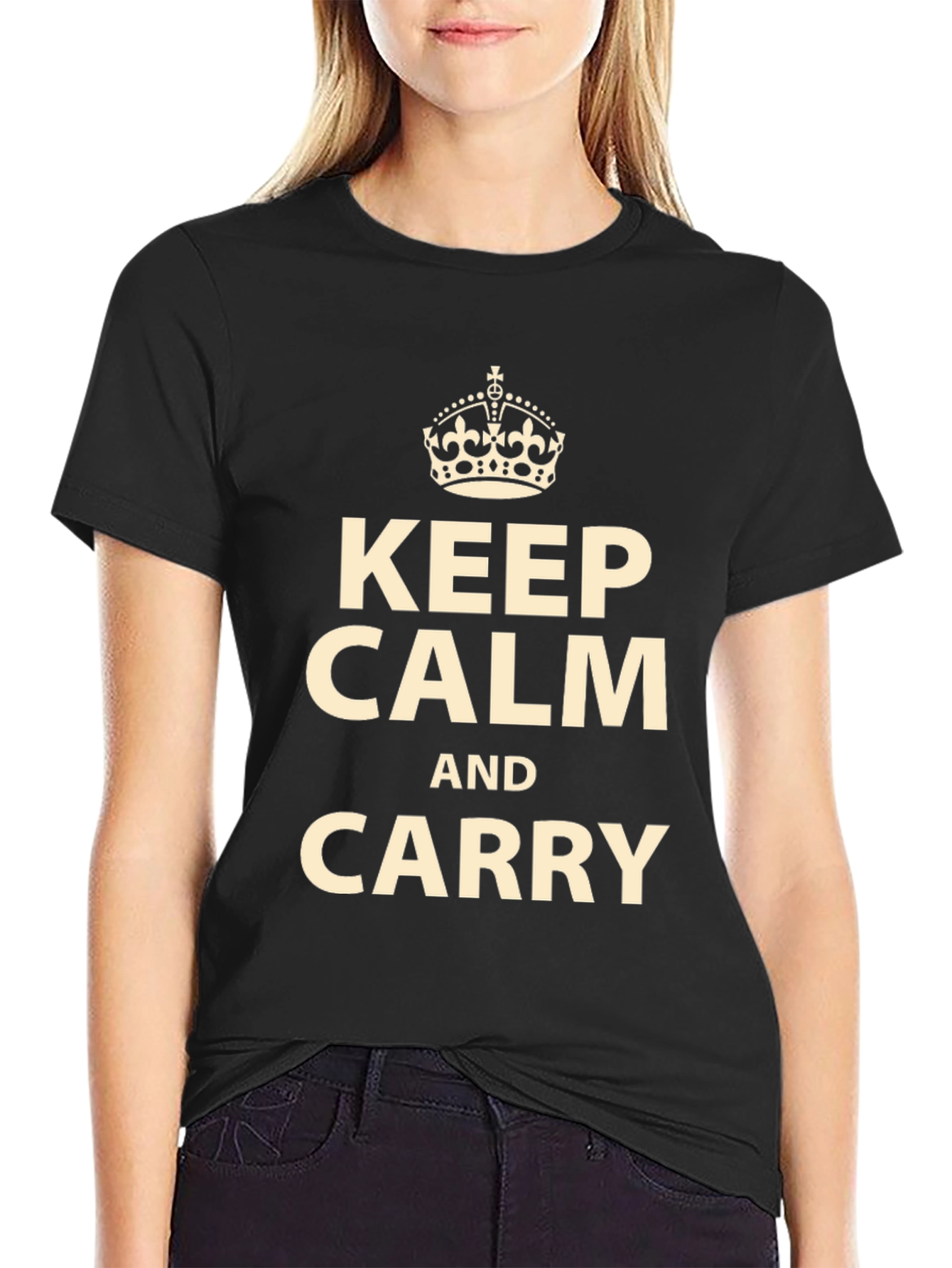 Keep Calm and Carry On Graphic Tee - Black
