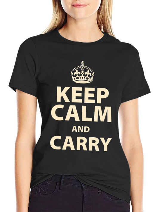 Keep Calm and Carry On Graphic Tee - Black