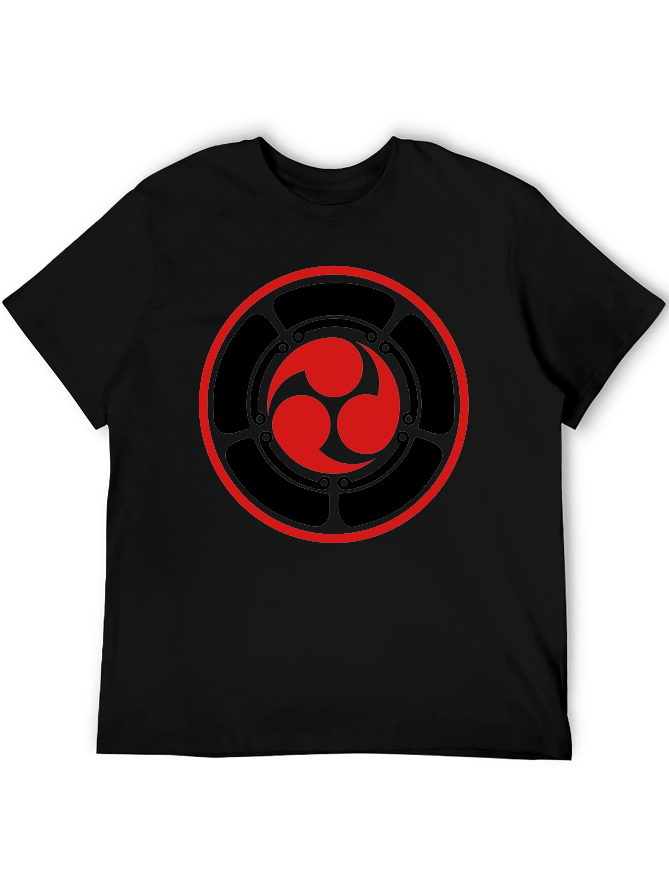 Black T-Shirt with Red Tomoe Design