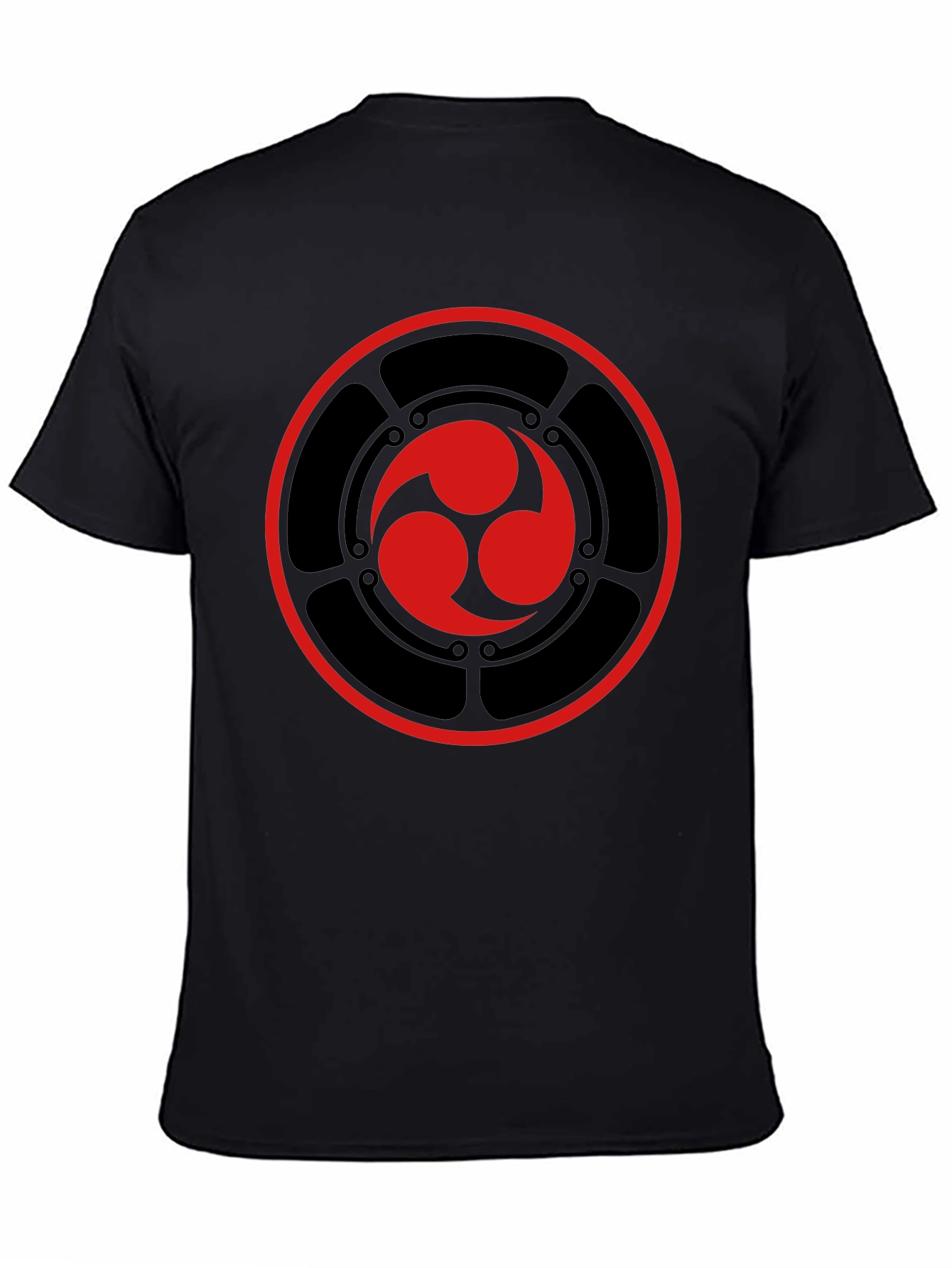 Black T-Shirt with Red Tomoe Design