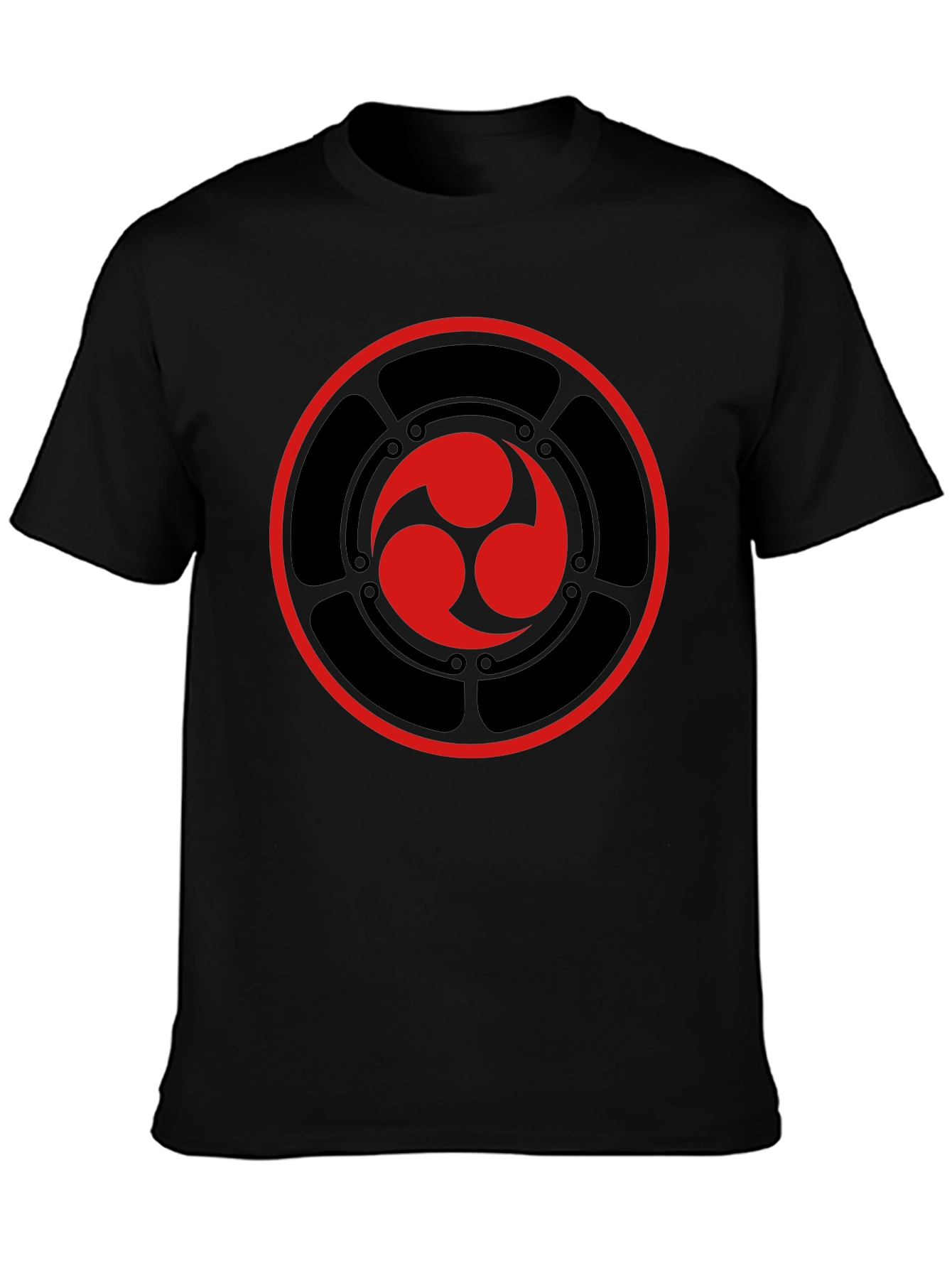 Black T-Shirt with Red Tomoe Design