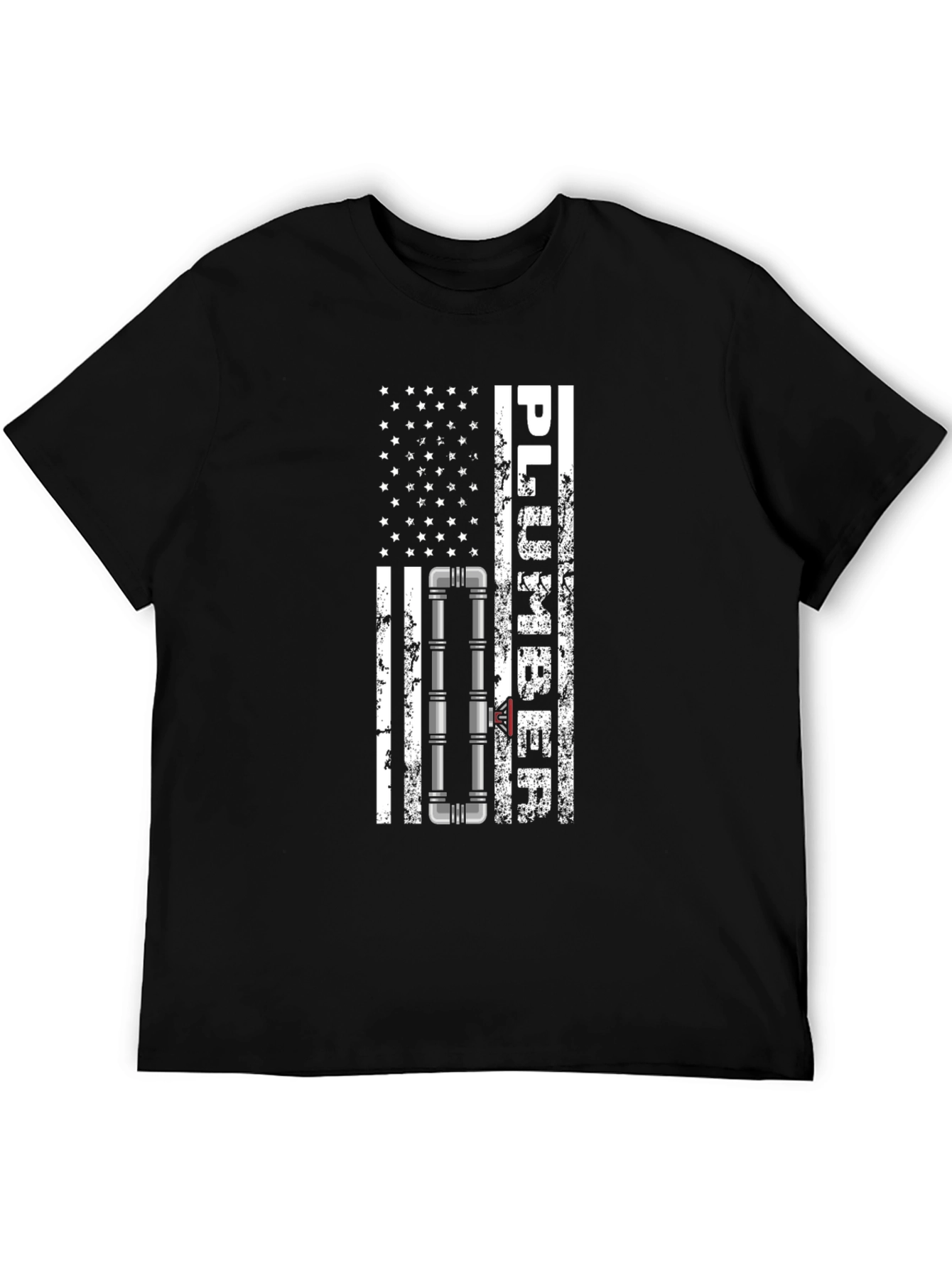 Plumber American Flag T-Shirt - Black