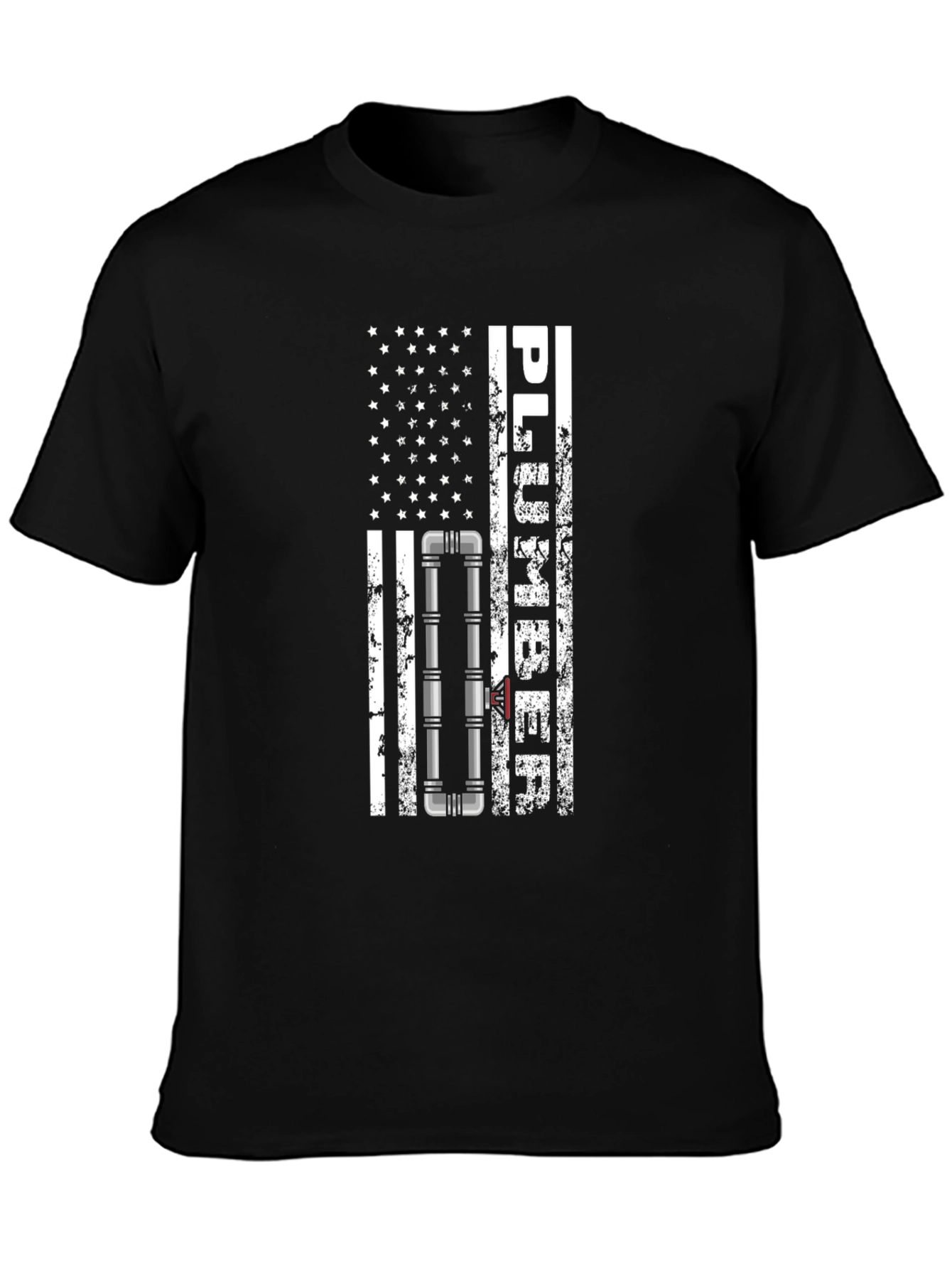 Plumber American Flag T-Shirt - Black