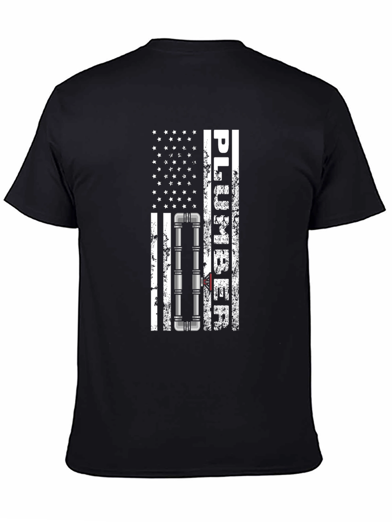 Plumber American Flag T-Shirt - Black