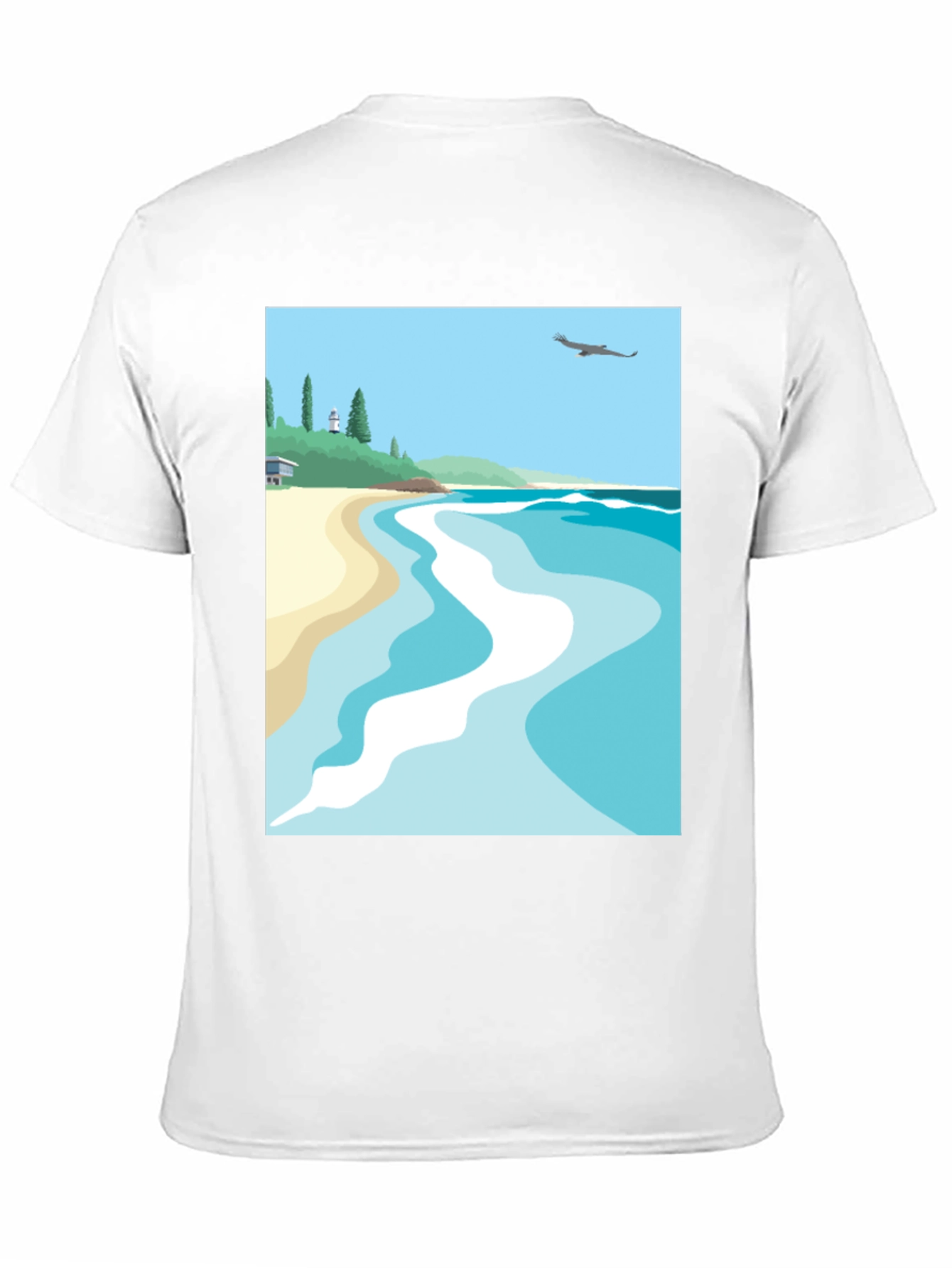Beach Scene Graphic Tee - Black