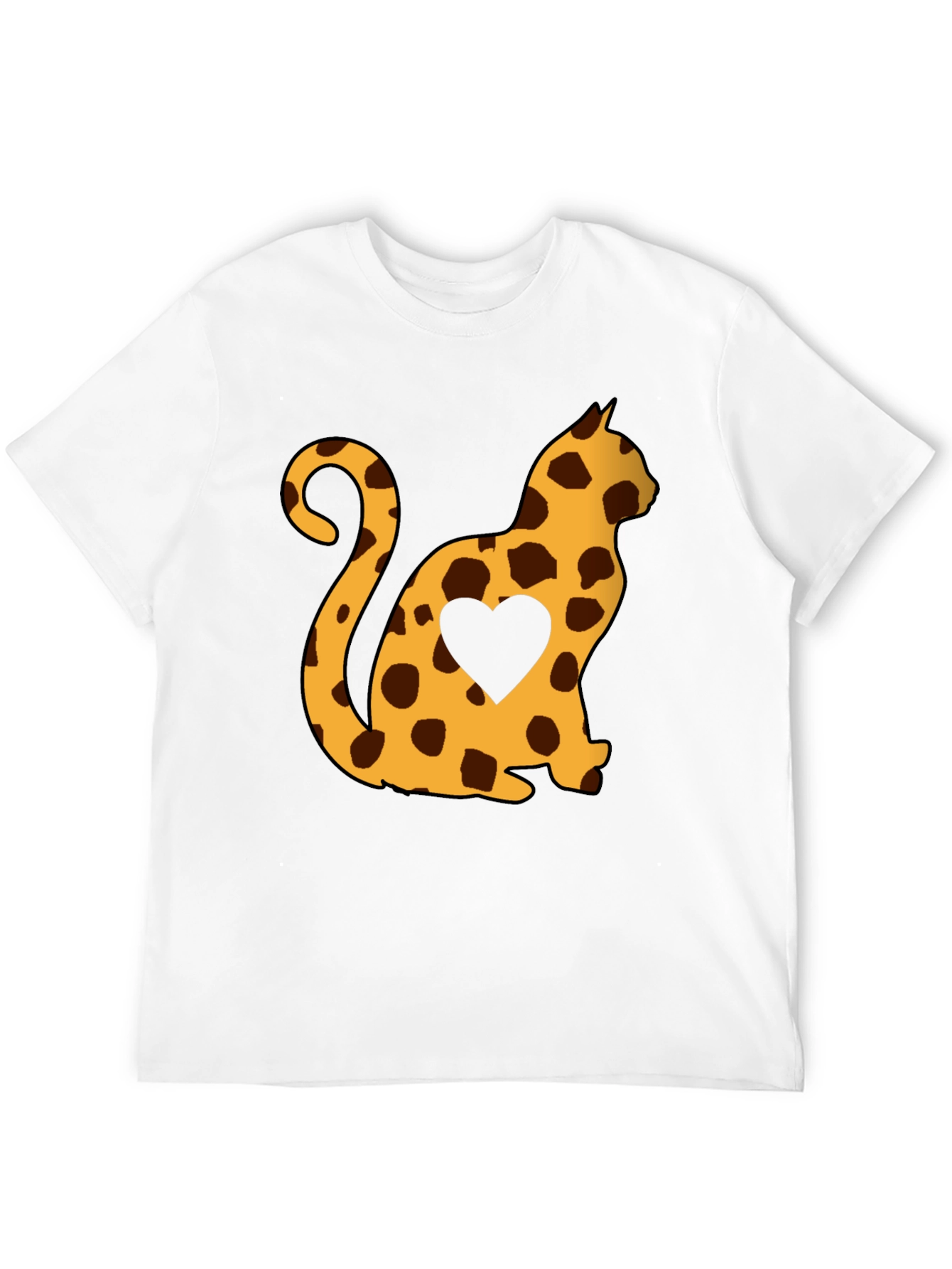 Spotted Cat Heart T-Shirt - Stylish Casual Tee