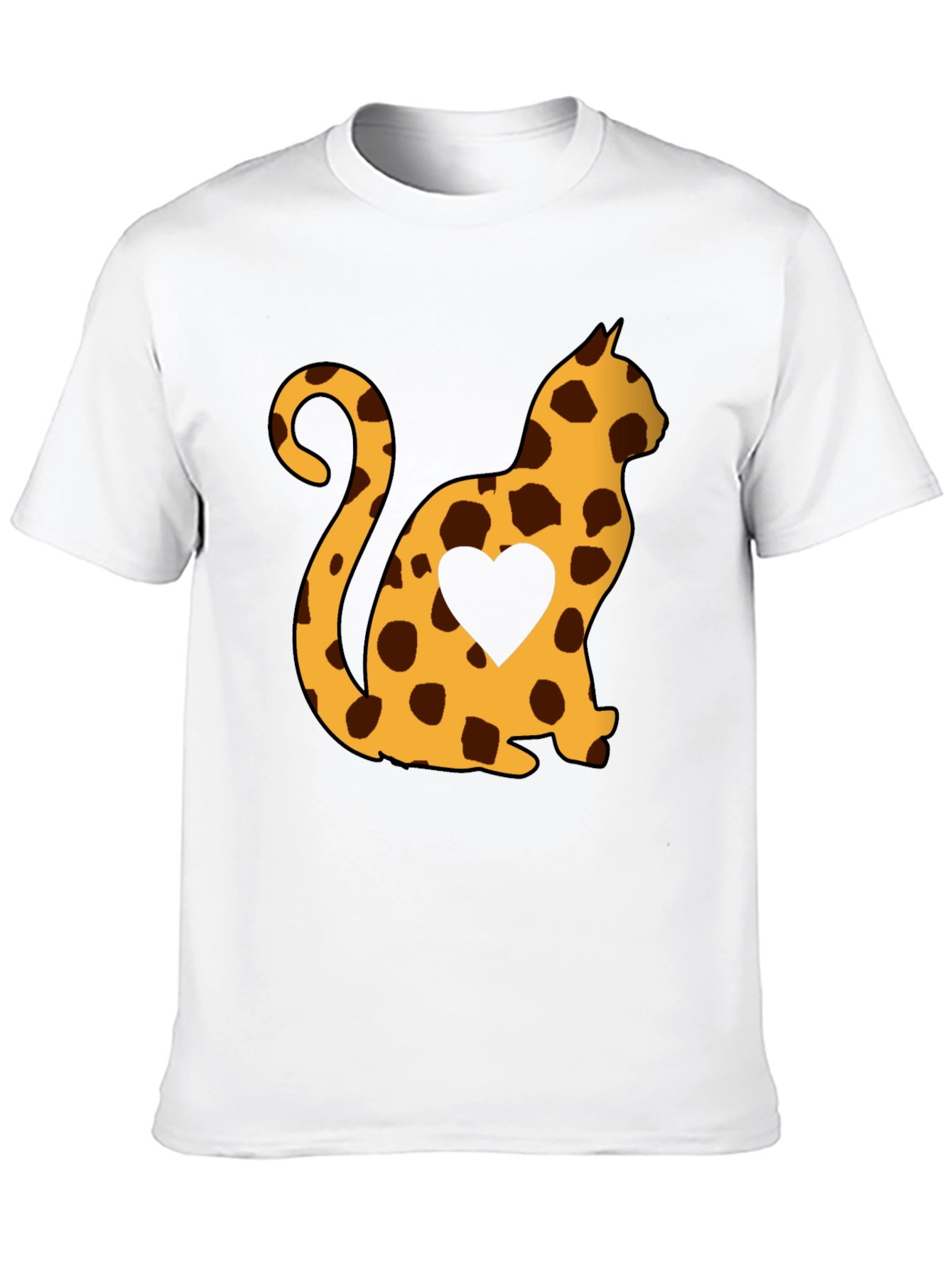 Spotted Cat Heart T-Shirt - Stylish Casual Tee