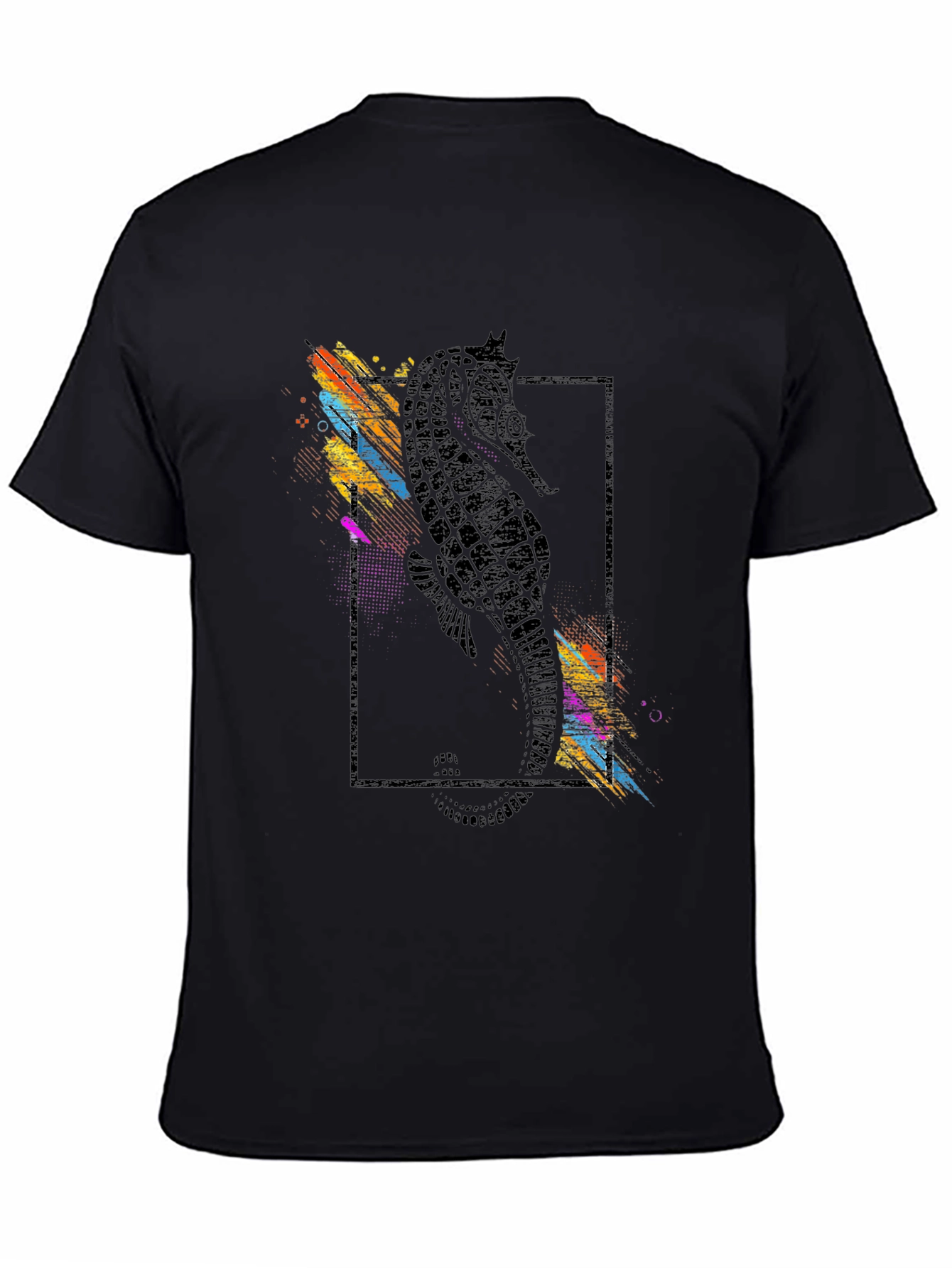Seahorse Graphic Print Black T-Shirt