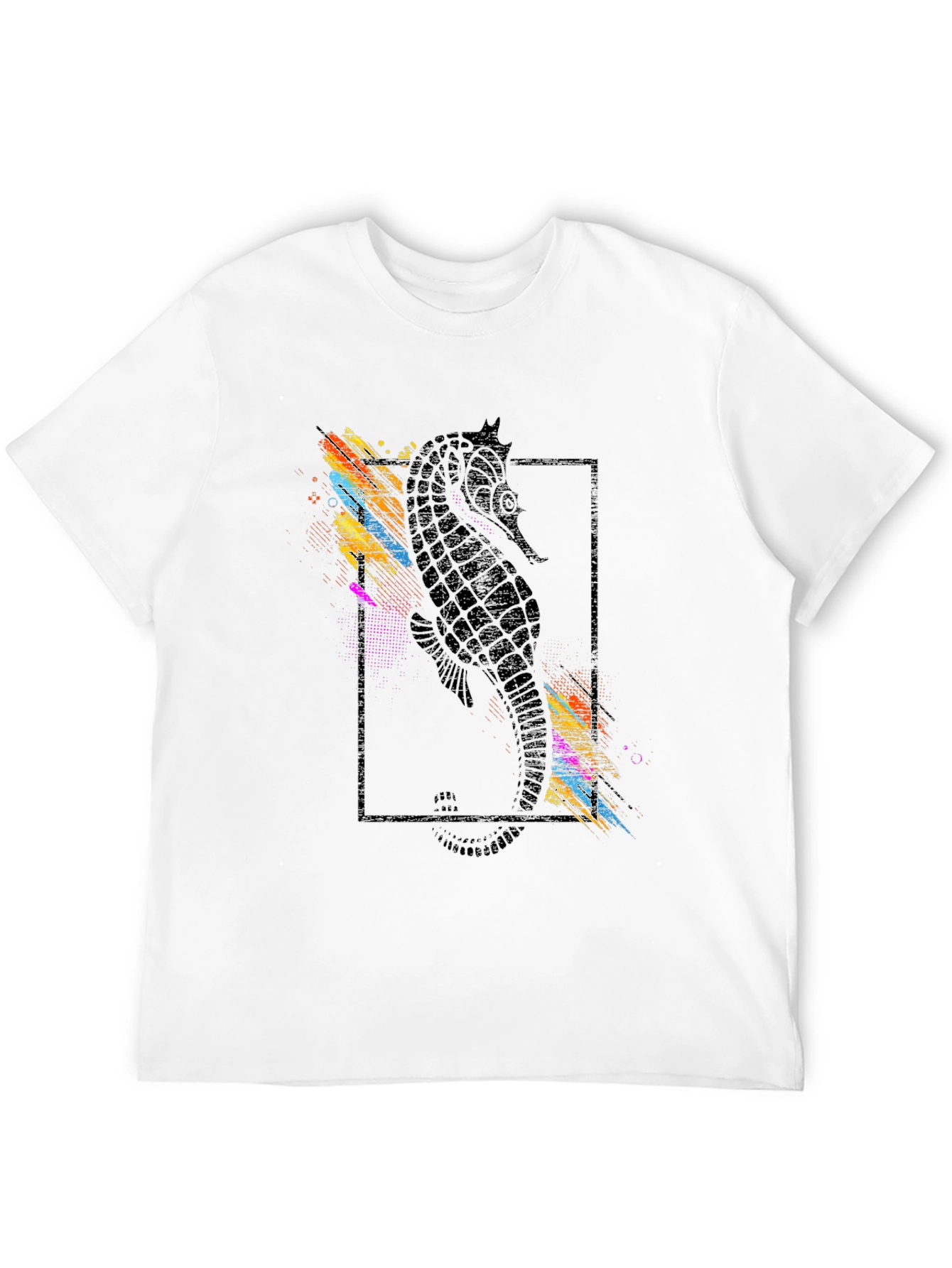 Seahorse Graphic Print Black T-Shirt