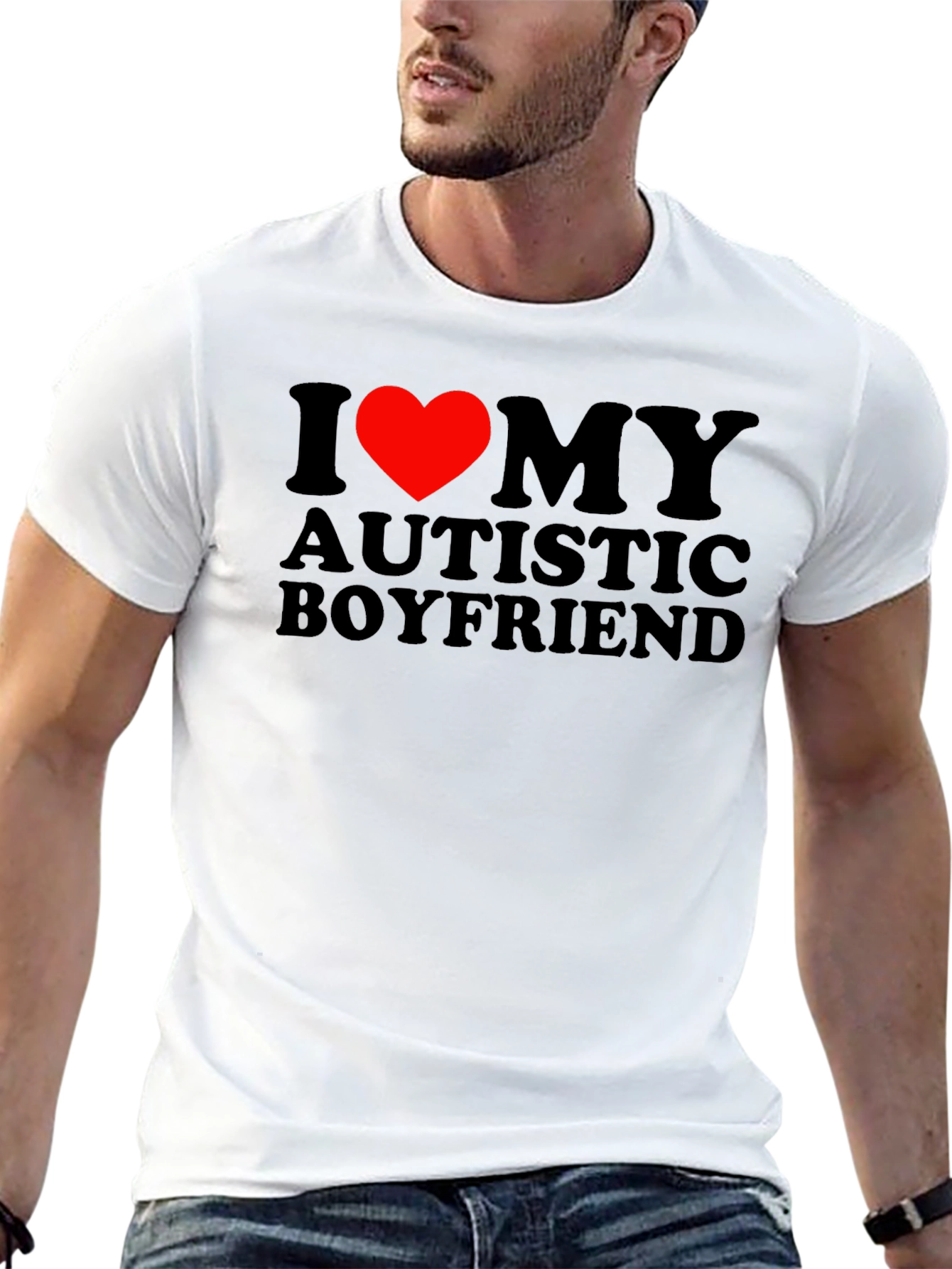 I Heart My Autistic Boyfriend Black T-Shirt