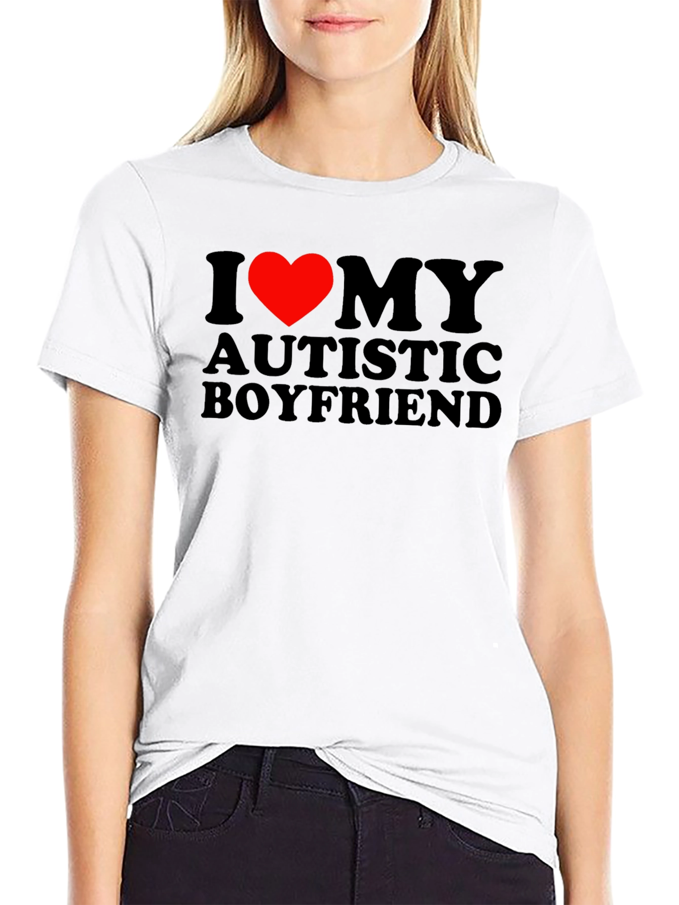 I Heart My Autistic Boyfriend Black T-Shirt