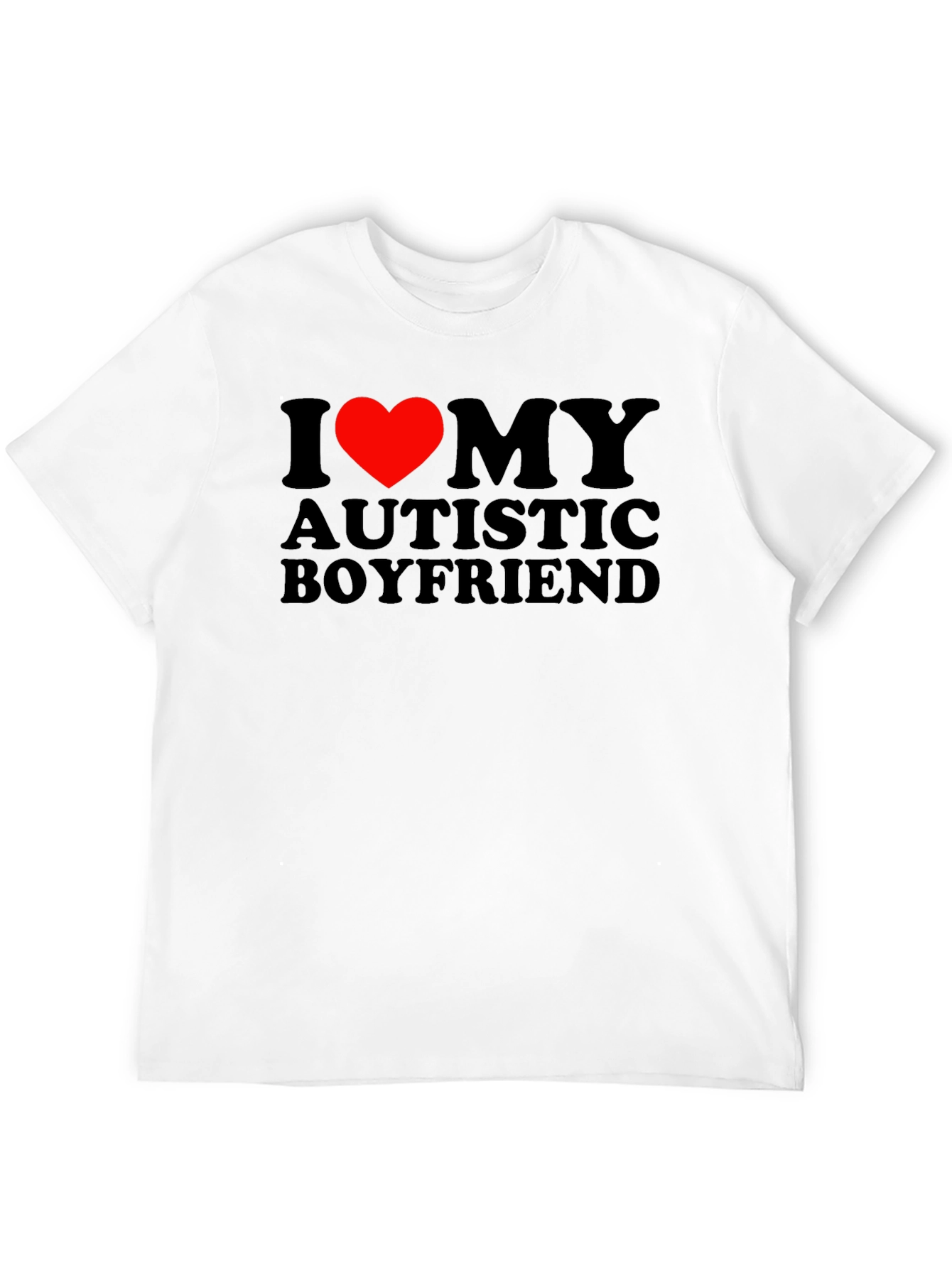 I Heart My Autistic Boyfriend Black T-Shirt