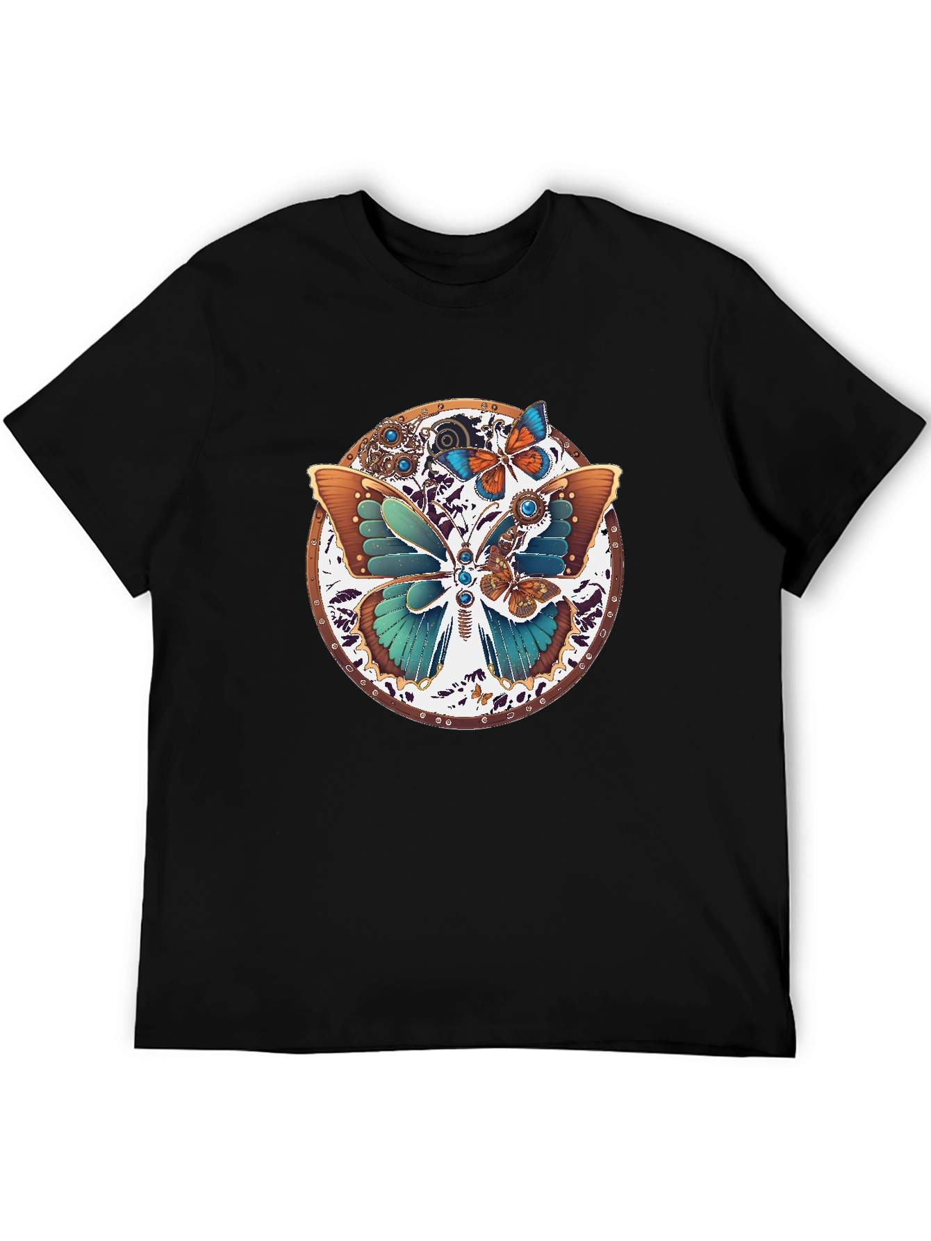Steampunk Butterfly Graphic Tee - Unique Insect Design