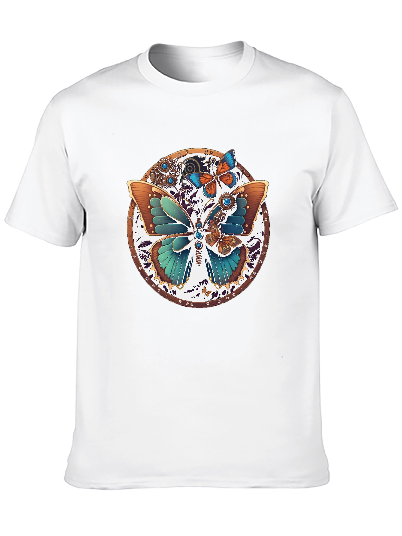 Steampunk Butterfly Graphic Tee - Unique Insect Design