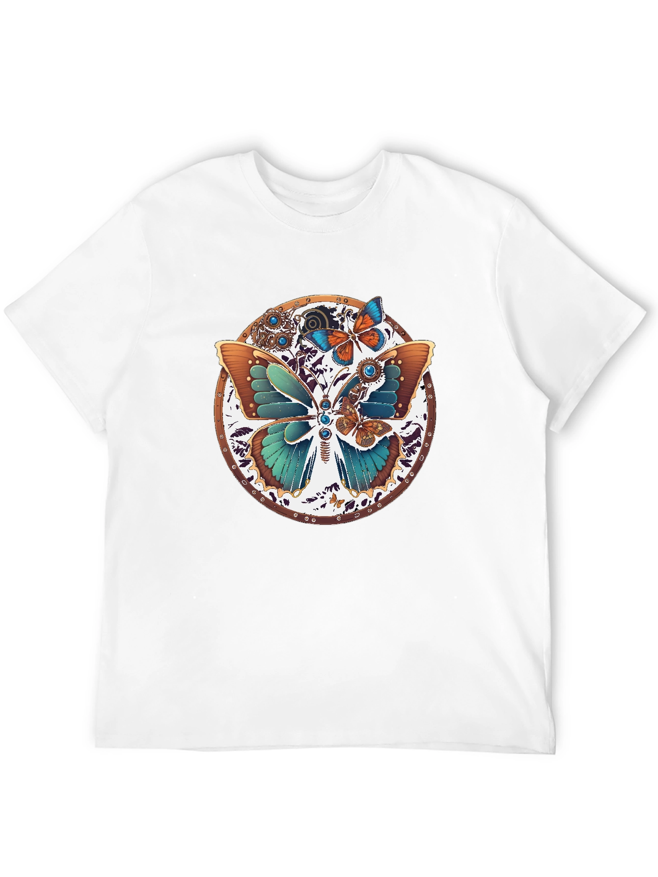 Steampunk Butterfly Graphic Tee - Unique Insect Design