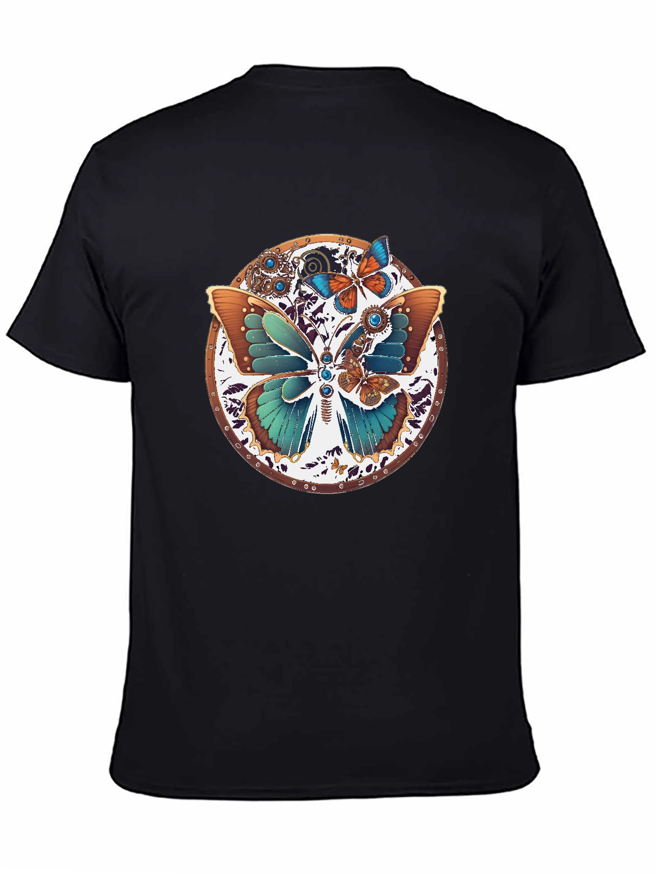 Steampunk Butterfly Graphic Tee - Unique Insect Design