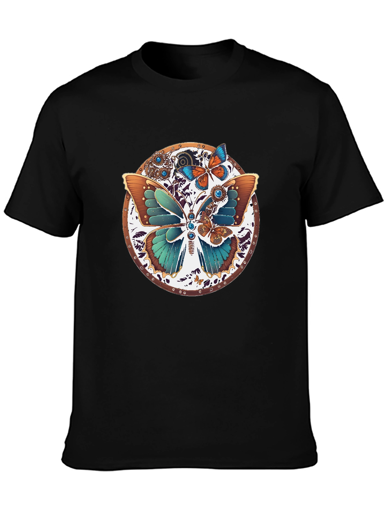 Steampunk Butterfly Graphic Tee - Unique Insect Design