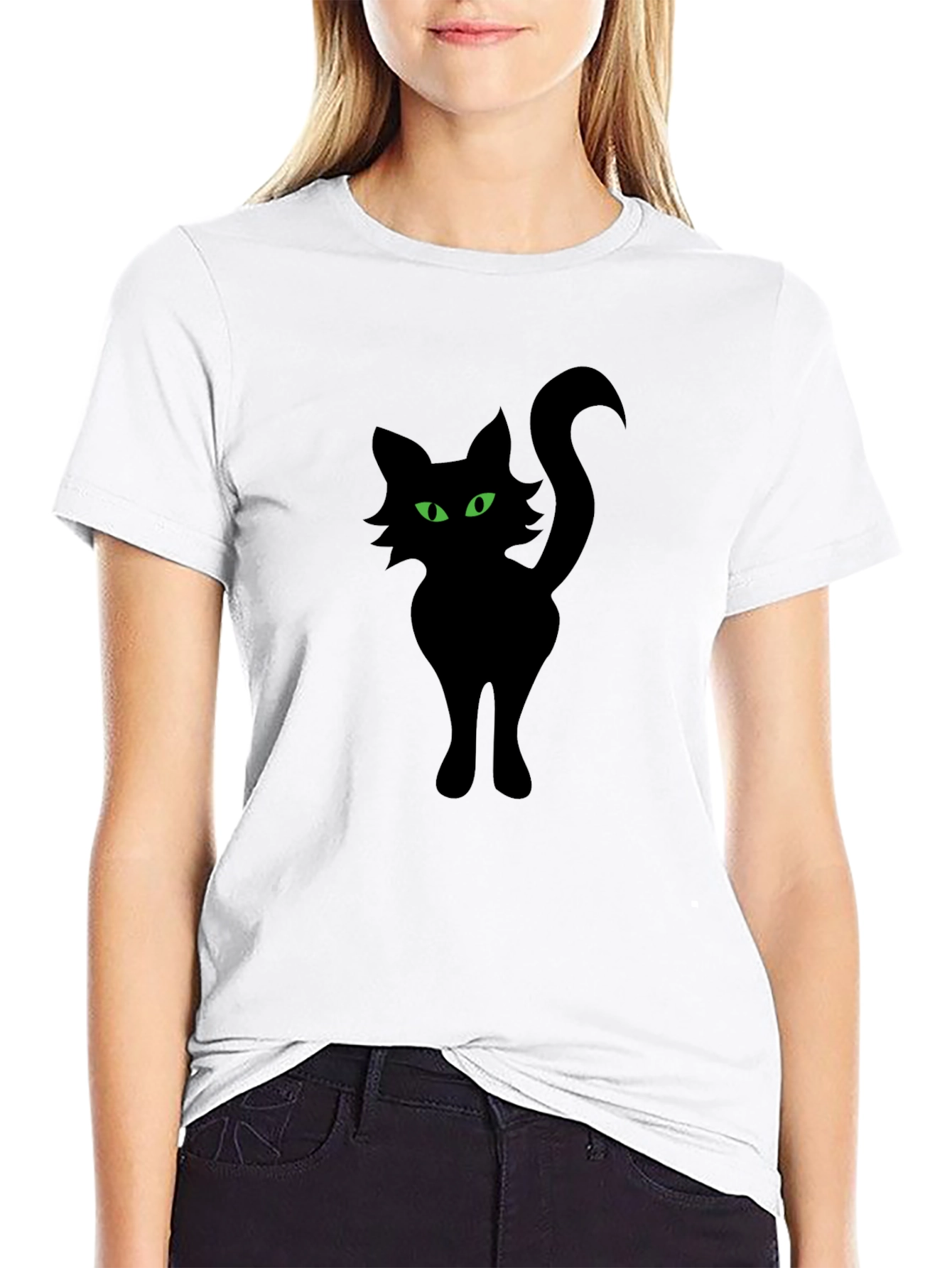 Black Cat Graphic Tee - Spooky Halloween Shirt
