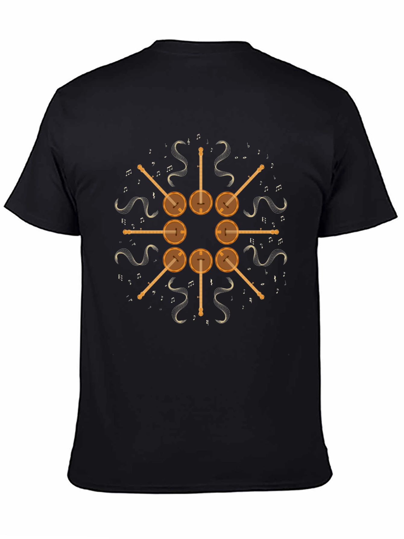 Banjo Music Note Graphic Tee - Black