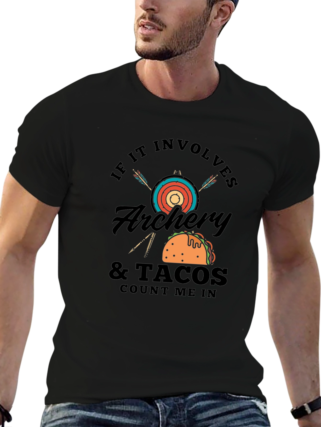 Archery & Tacos Mens Black T-Shirt