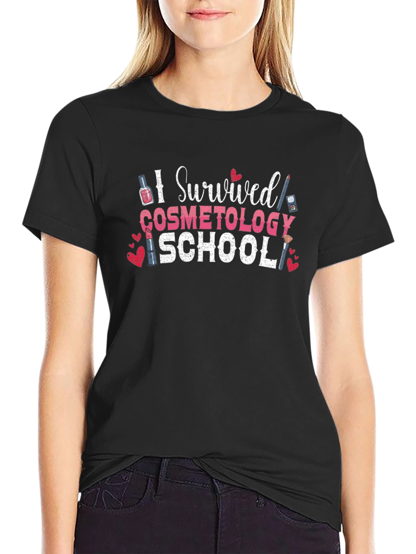 I Survived Cosmetology School Black T-Shirt