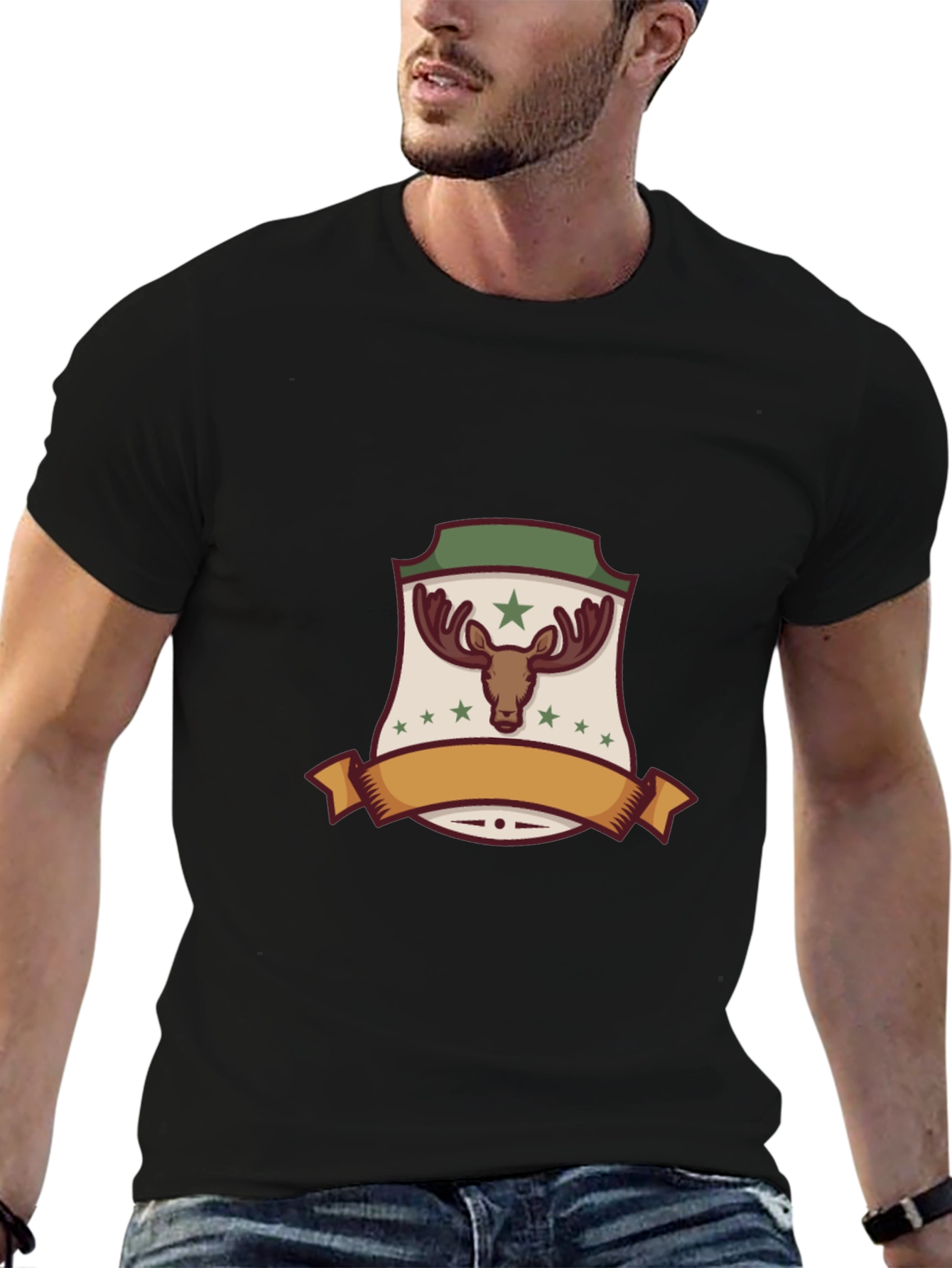 Moose Emblem Black T-Shirt