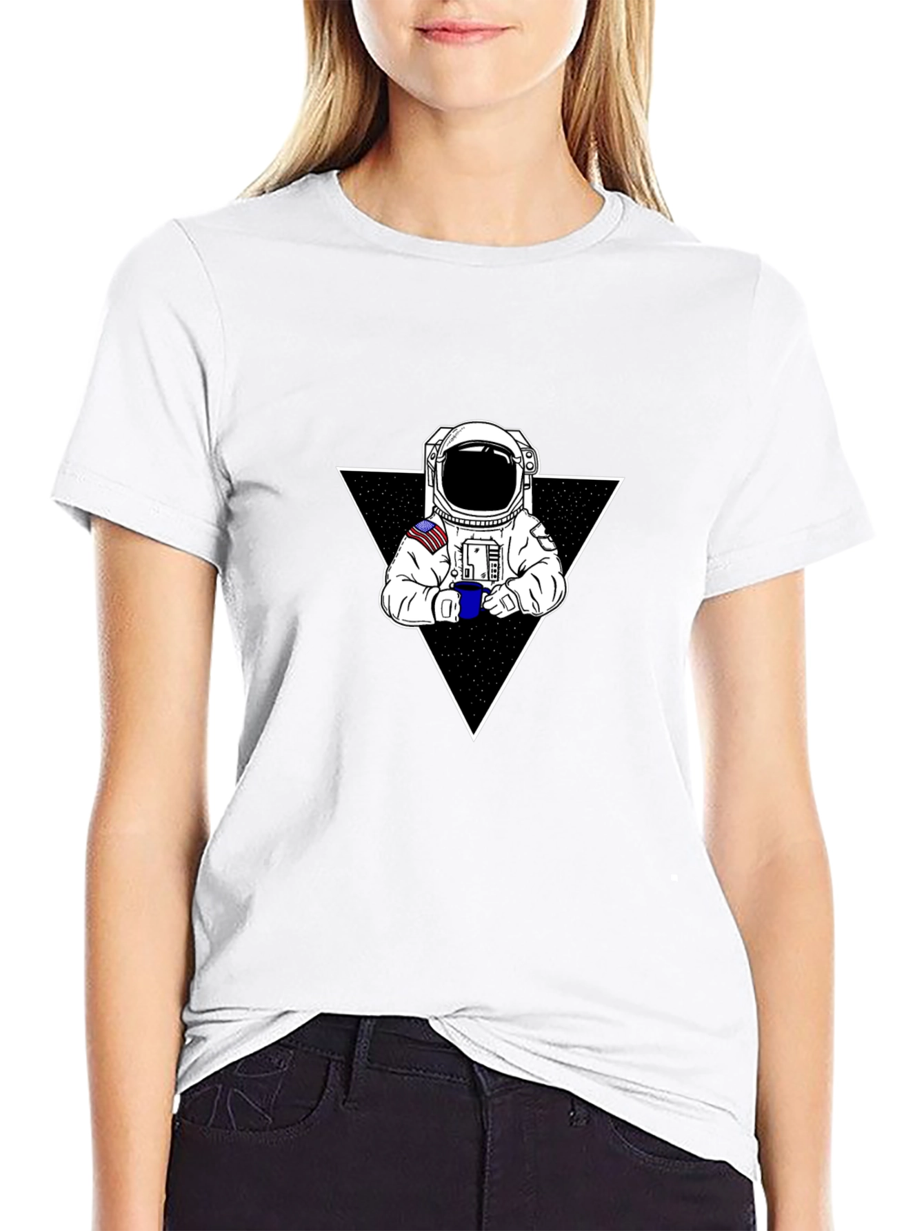 Astronaut Coffee Triangle Black T-Shirt