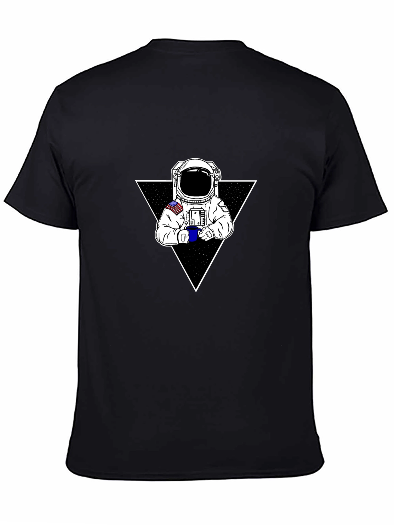 Astronaut Coffee Triangle Black T-Shirt