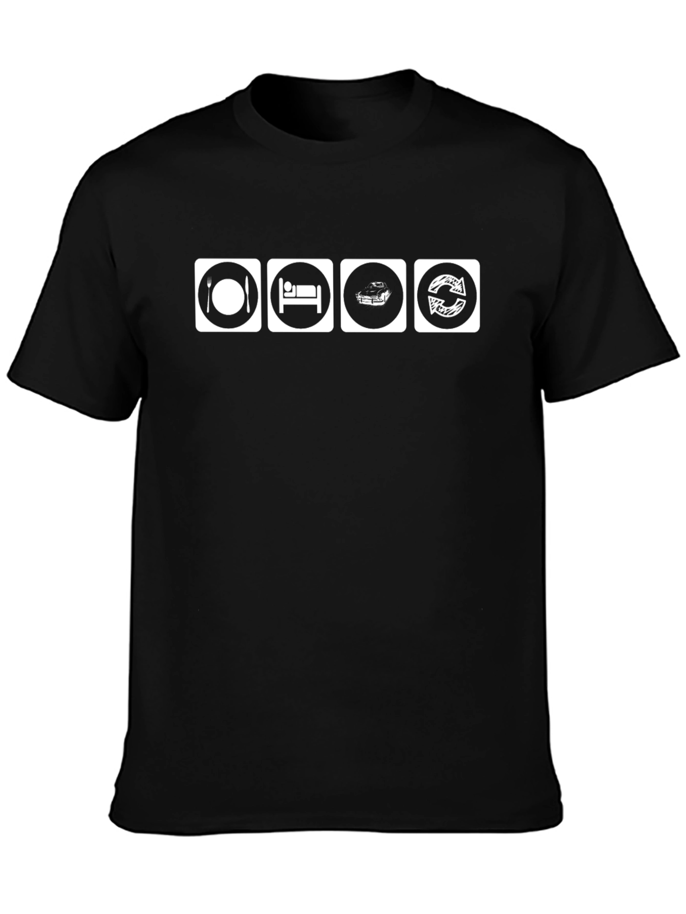 Eat Sleep Race Repeat Black Graphic T-Shirt