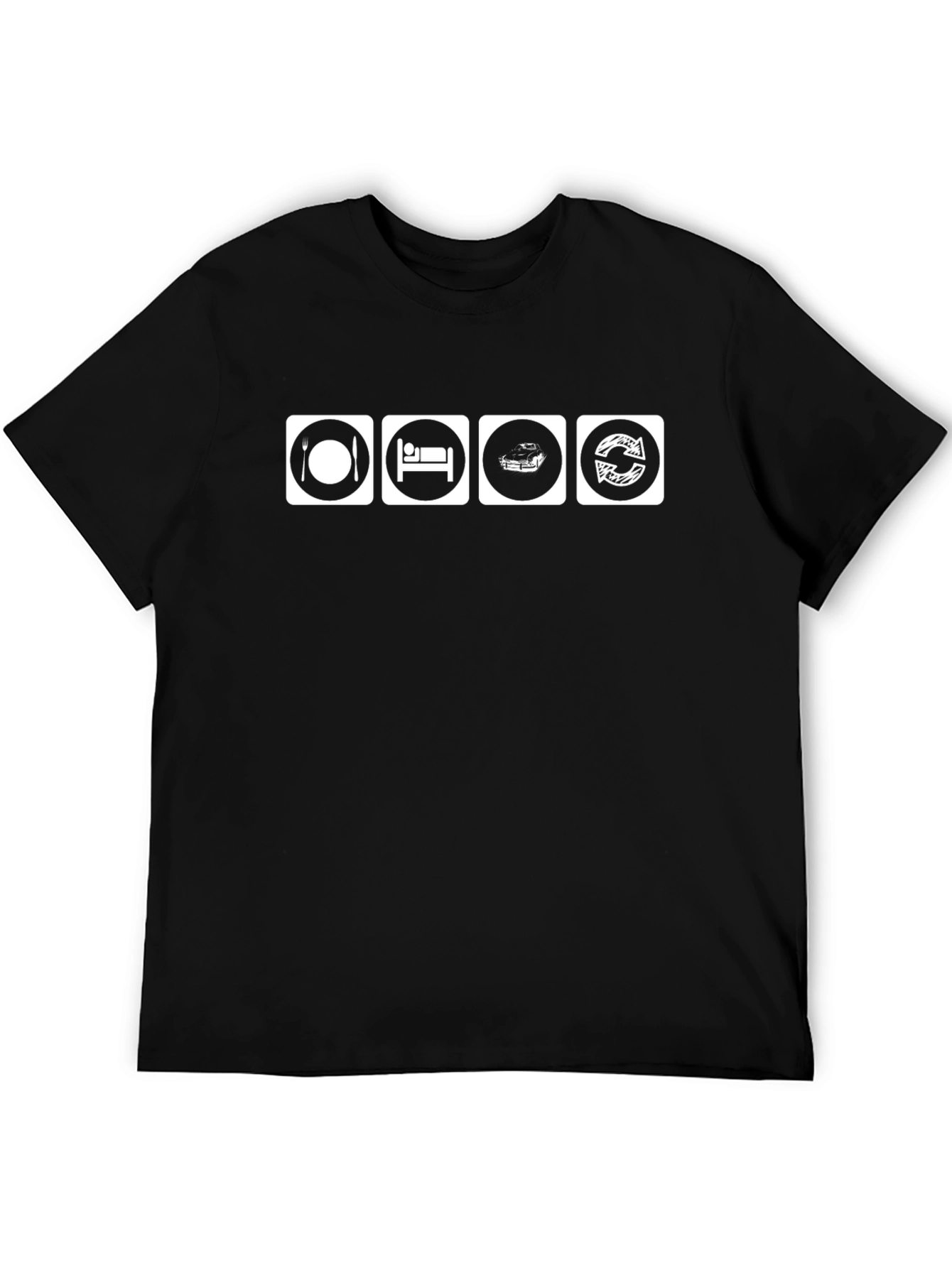 Eat Sleep Race Repeat Black Graphic T-Shirt