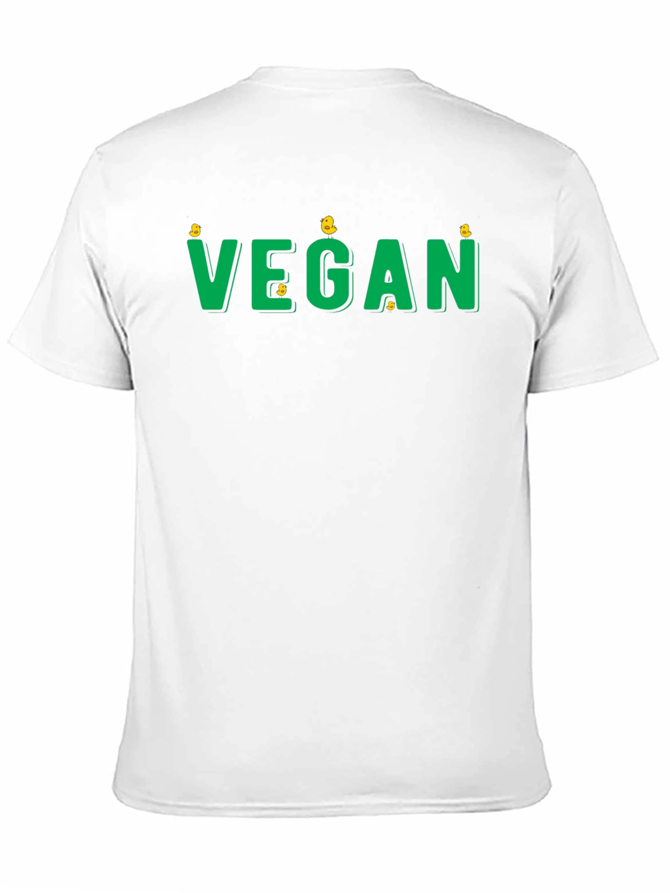 Vegan T-Shirt - Green Text with Chick Accents
