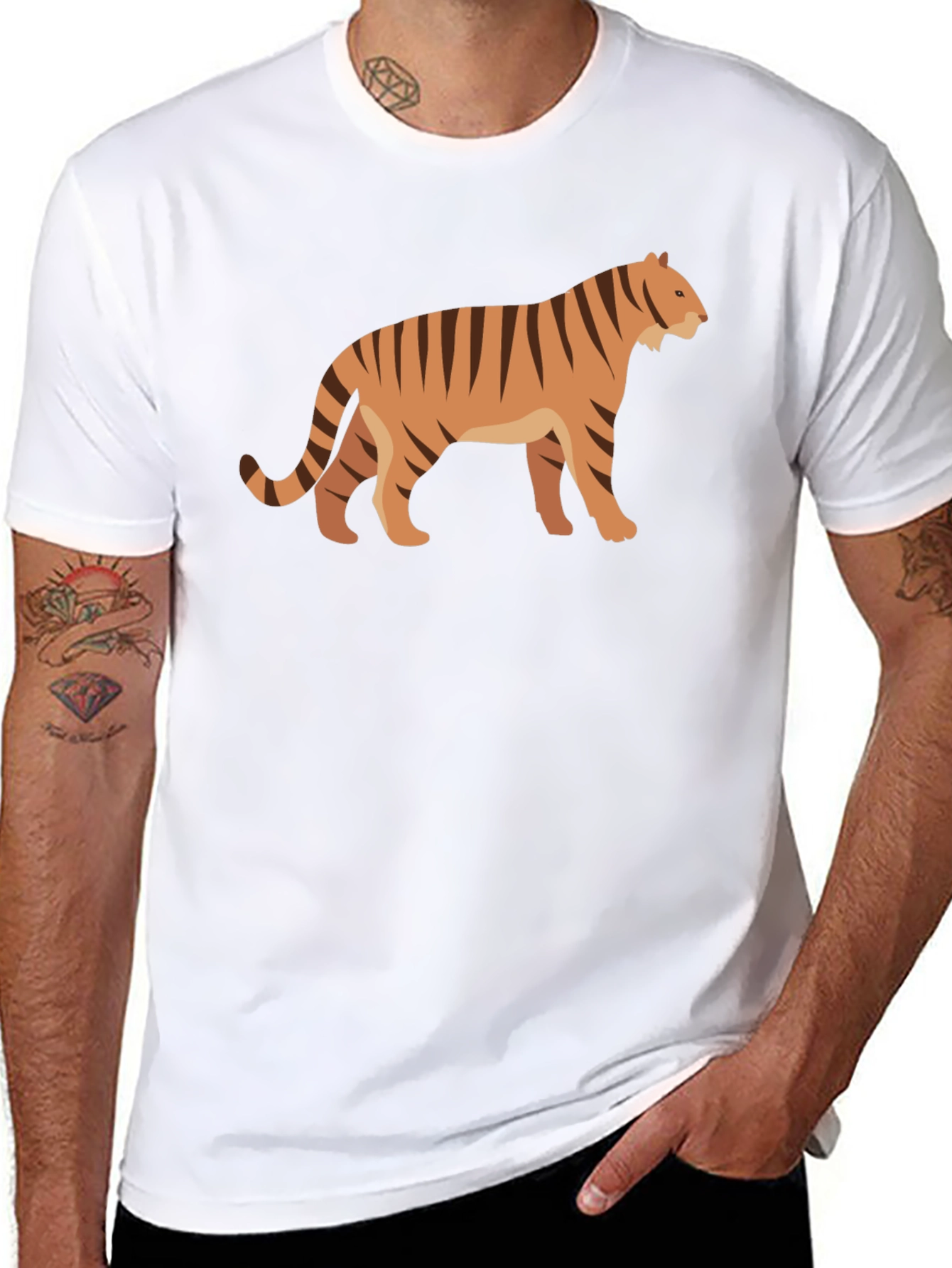 Tiger Graphic Tee - Black Cotton T-Shirt