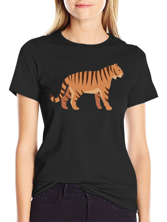Tiger Graphic Tee - Black Cotton T-Shirt