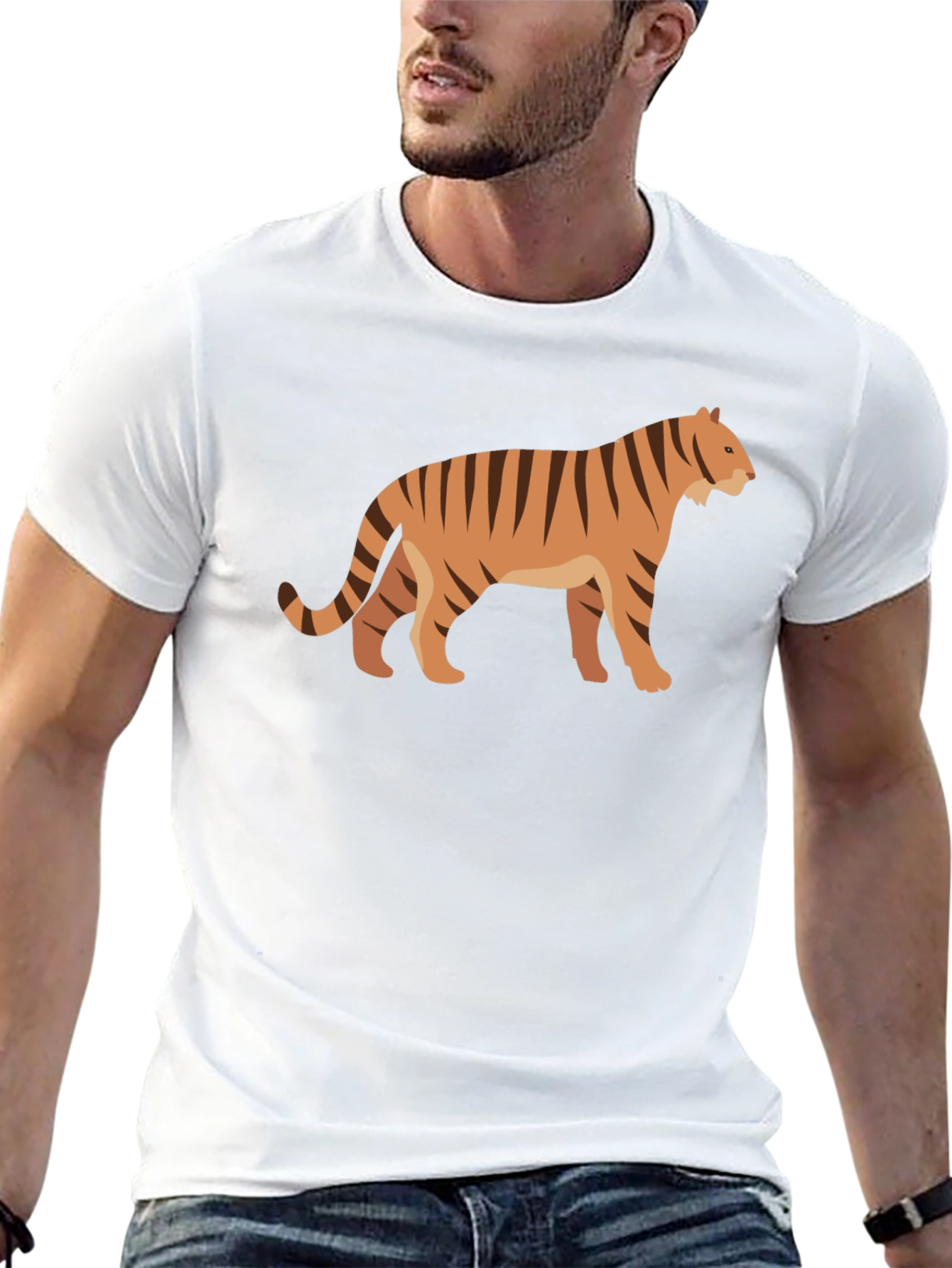 Tiger Graphic Tee - Black Cotton T-Shirt