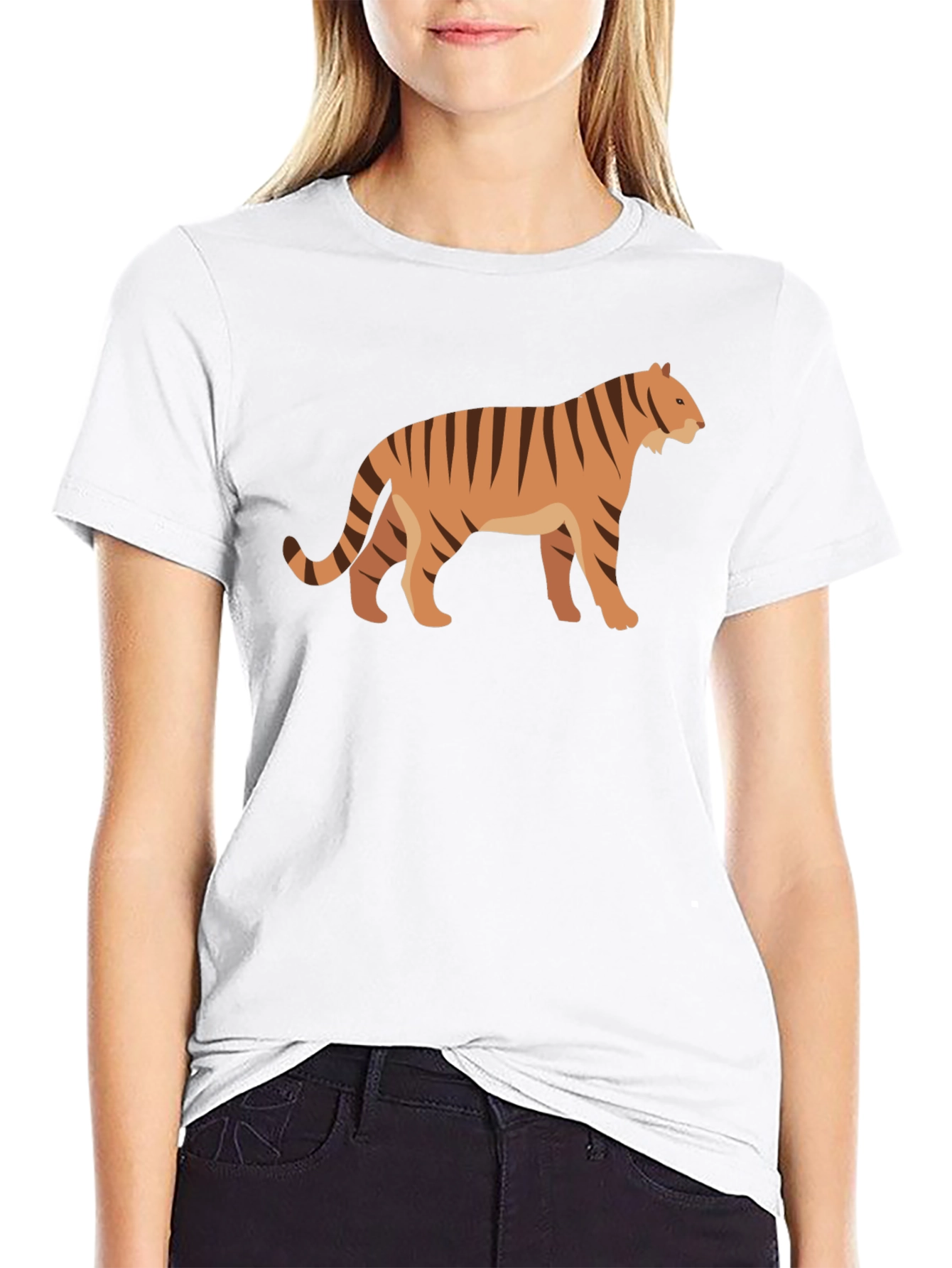 Tiger Graphic Tee - Black Cotton T-Shirt