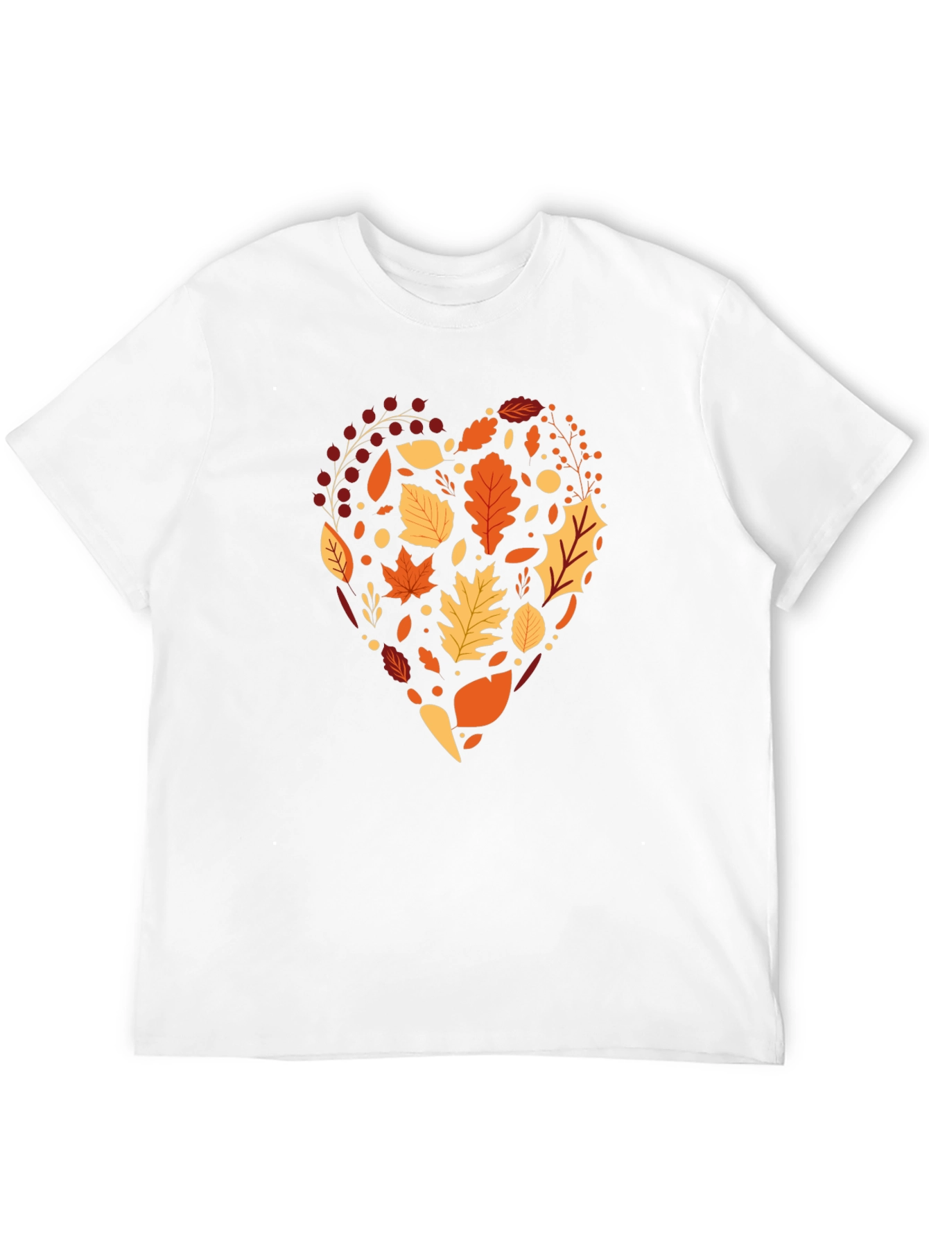 Autumn Leaves Heart Graphic Black T-Shirt