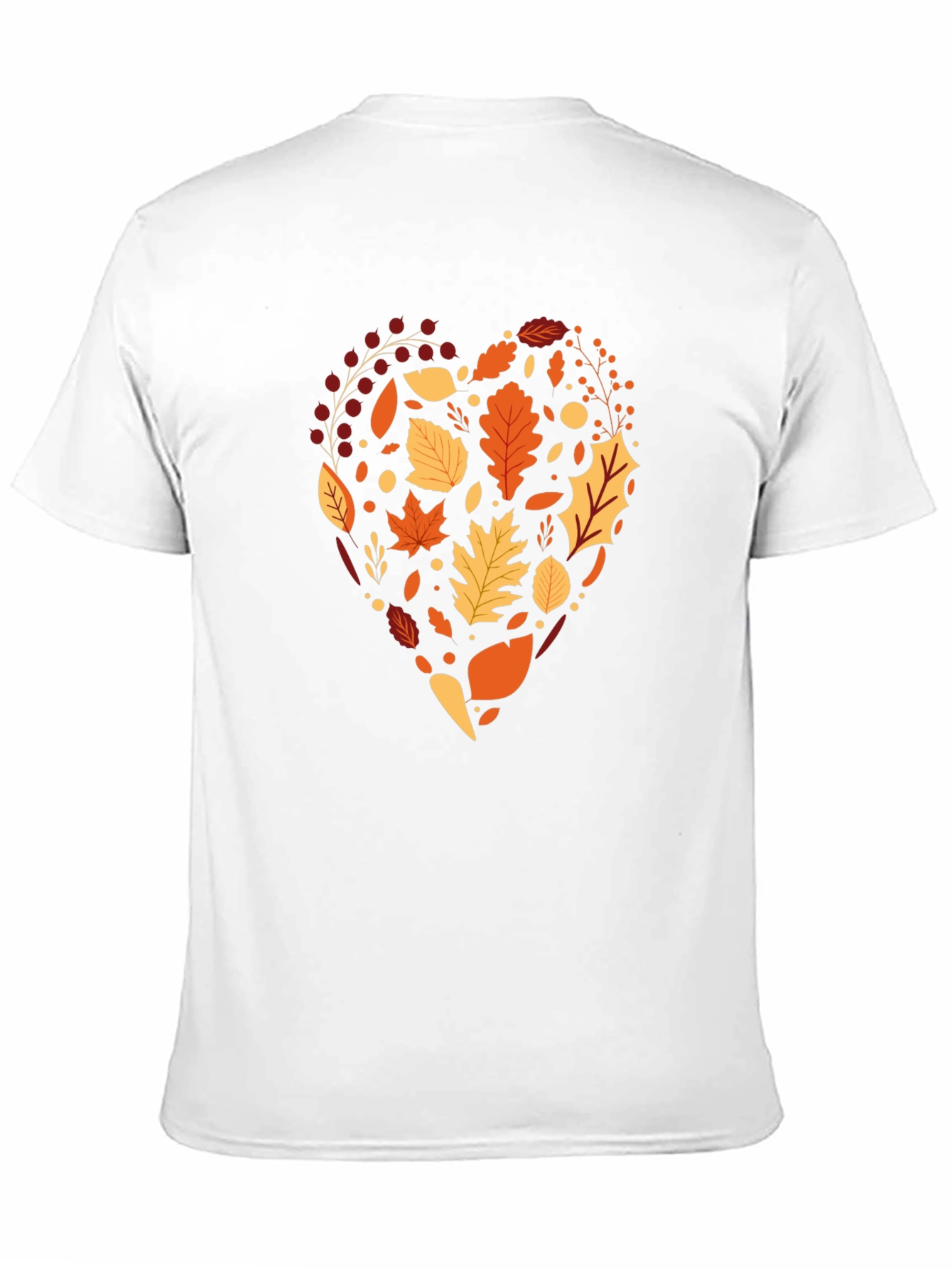 Autumn Leaves Heart Graphic Black T-Shirt