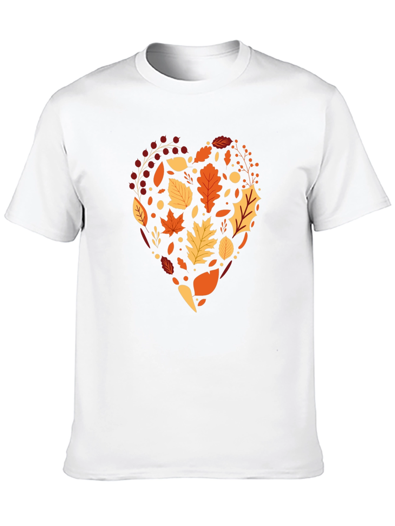 Autumn Leaves Heart Graphic Black T-Shirt
