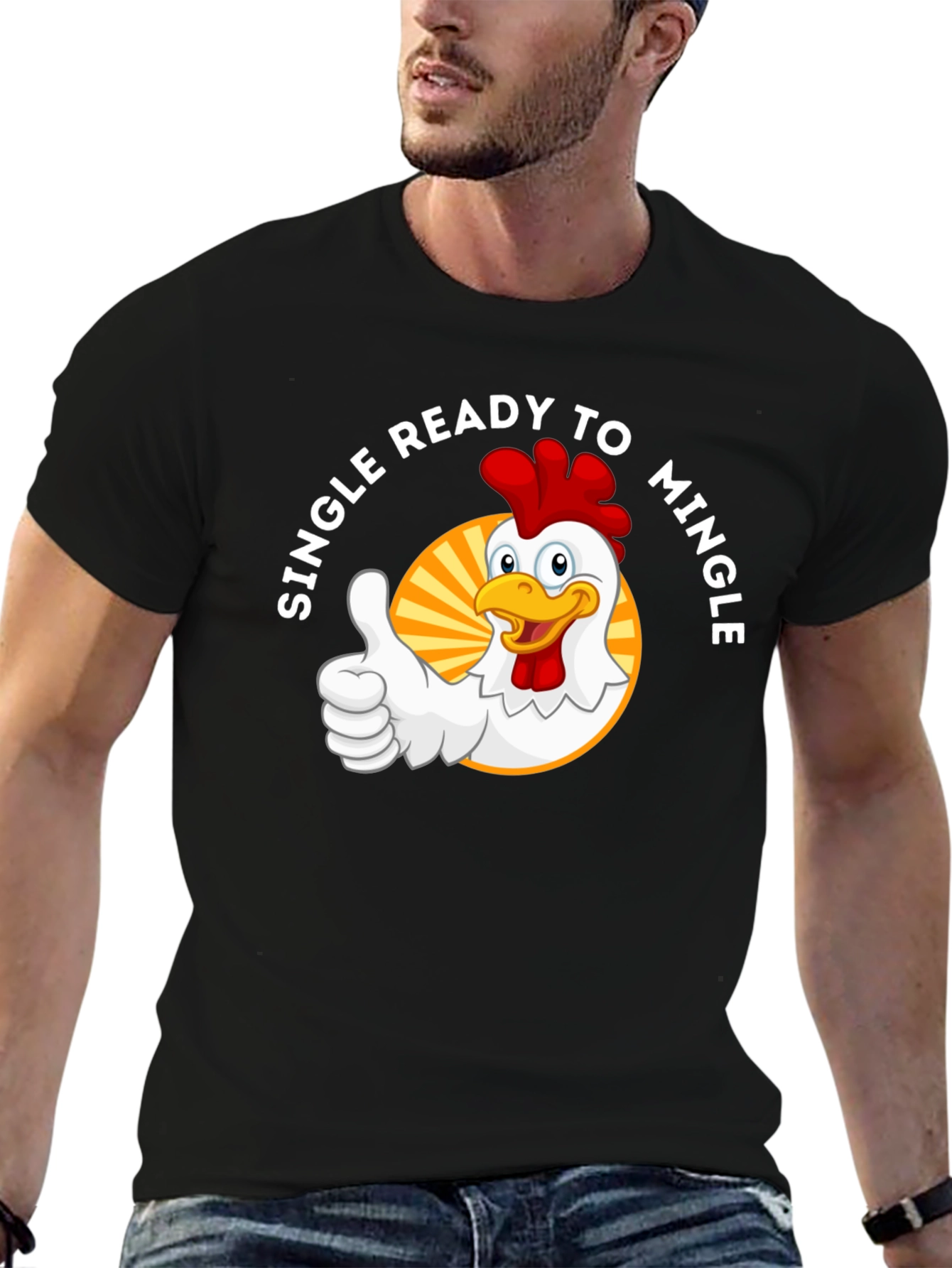 Single Ready to Mingle Chicken Graphic T-Shirt