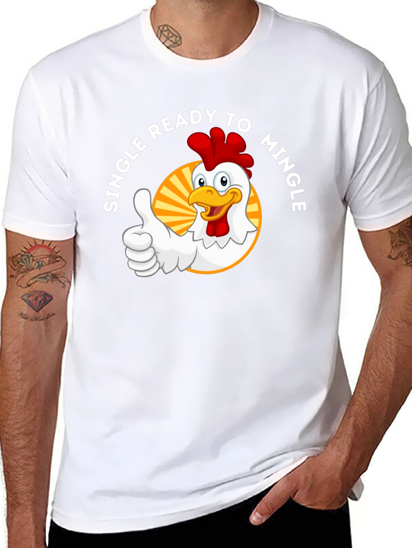 Single Ready to Mingle Chicken Graphic T-Shirt