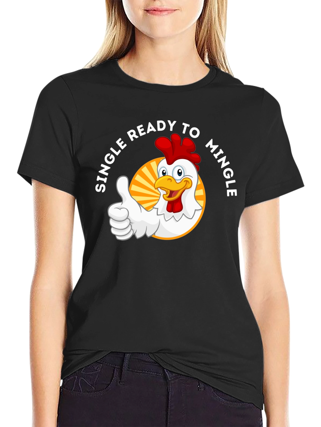 Single Ready to Mingle Chicken Graphic T-Shirt