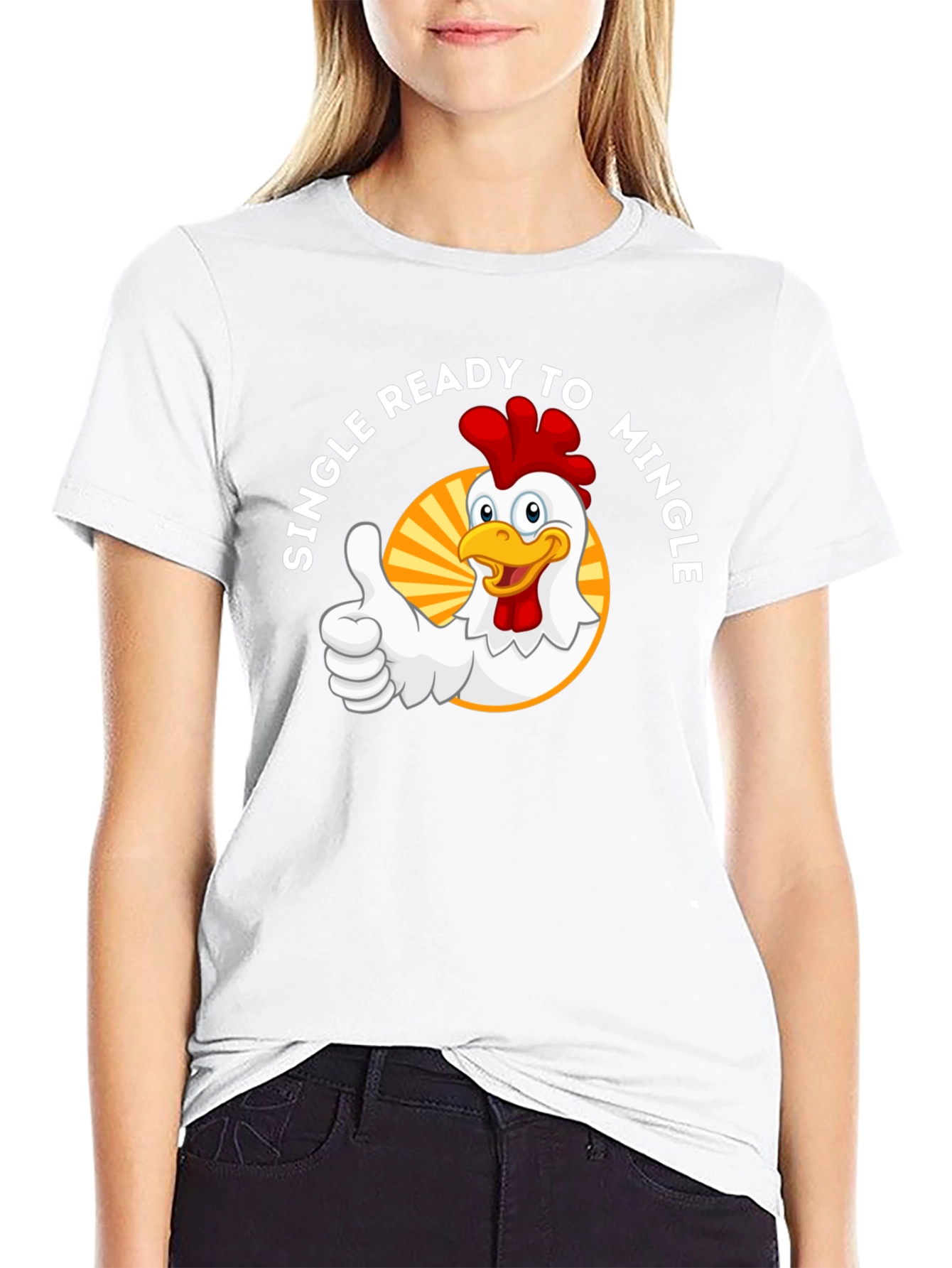 Single Ready to Mingle Chicken Graphic T-Shirt