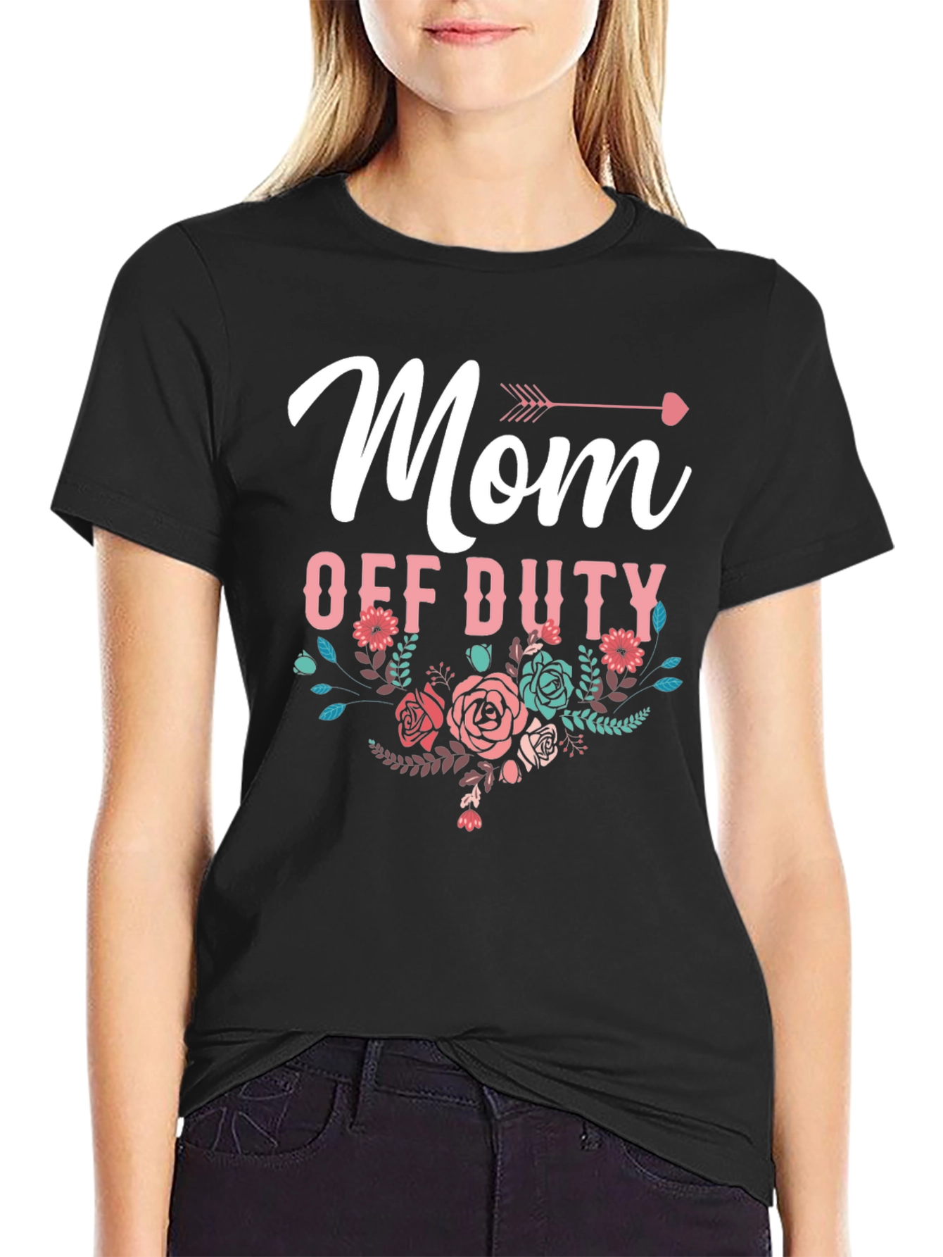 Mom Off Duty Floral Graphic T-Shirt