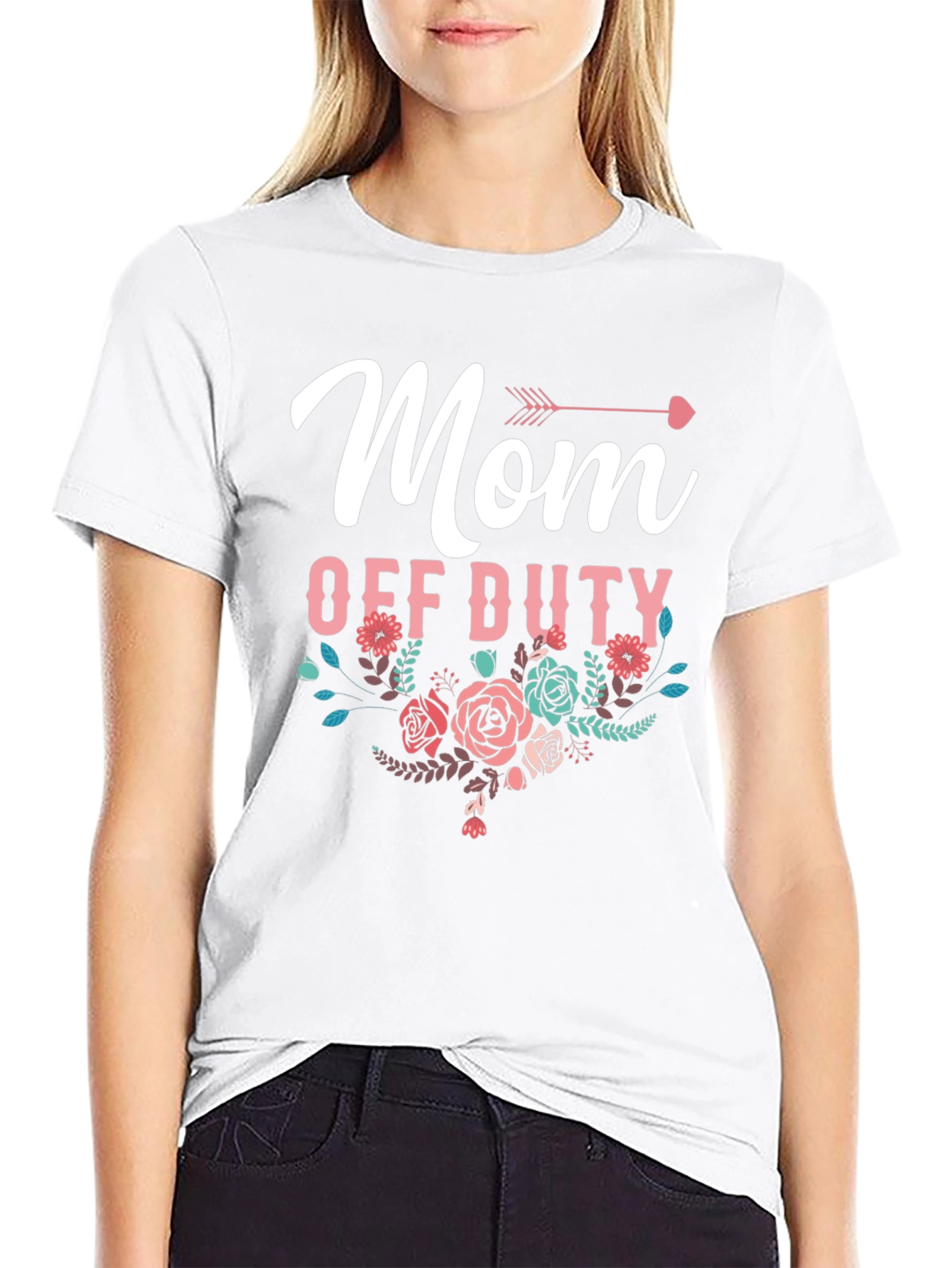 Mom Off Duty Floral Graphic T-Shirt