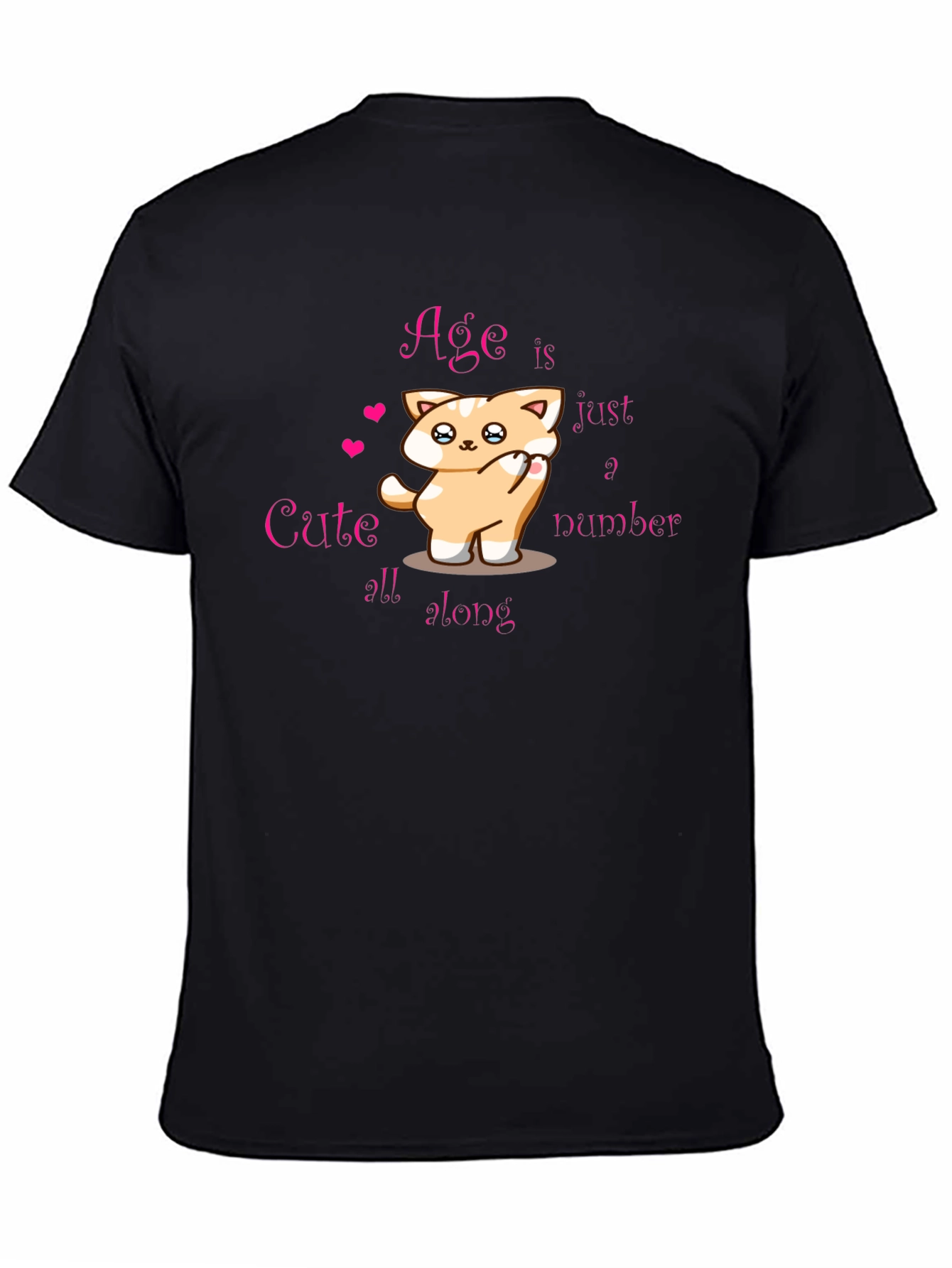 Cute Kitten Age is Just a Number Black T-Shirt