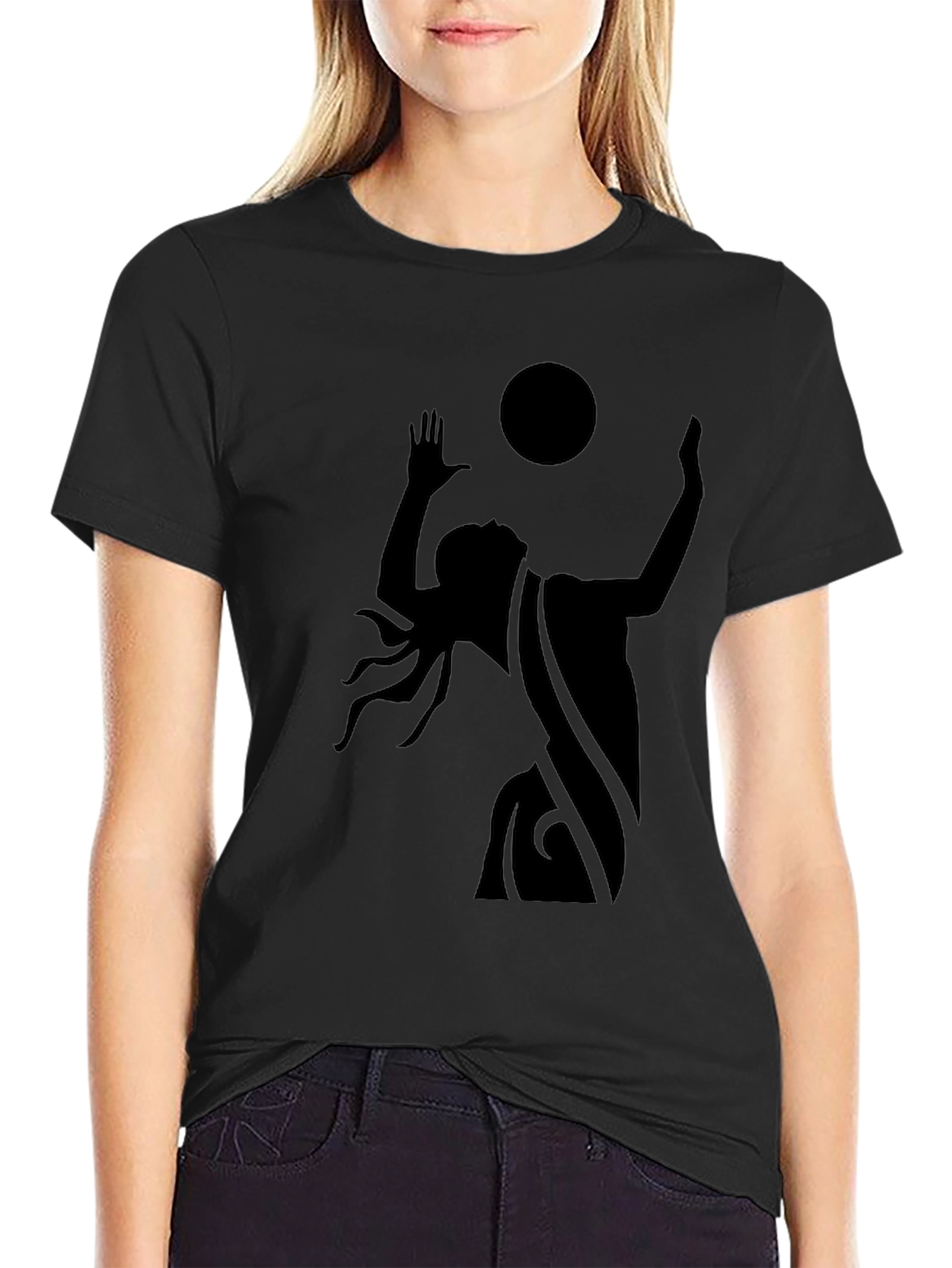 Mystic Silhouette Graphic Tee - Black Cotton Blend