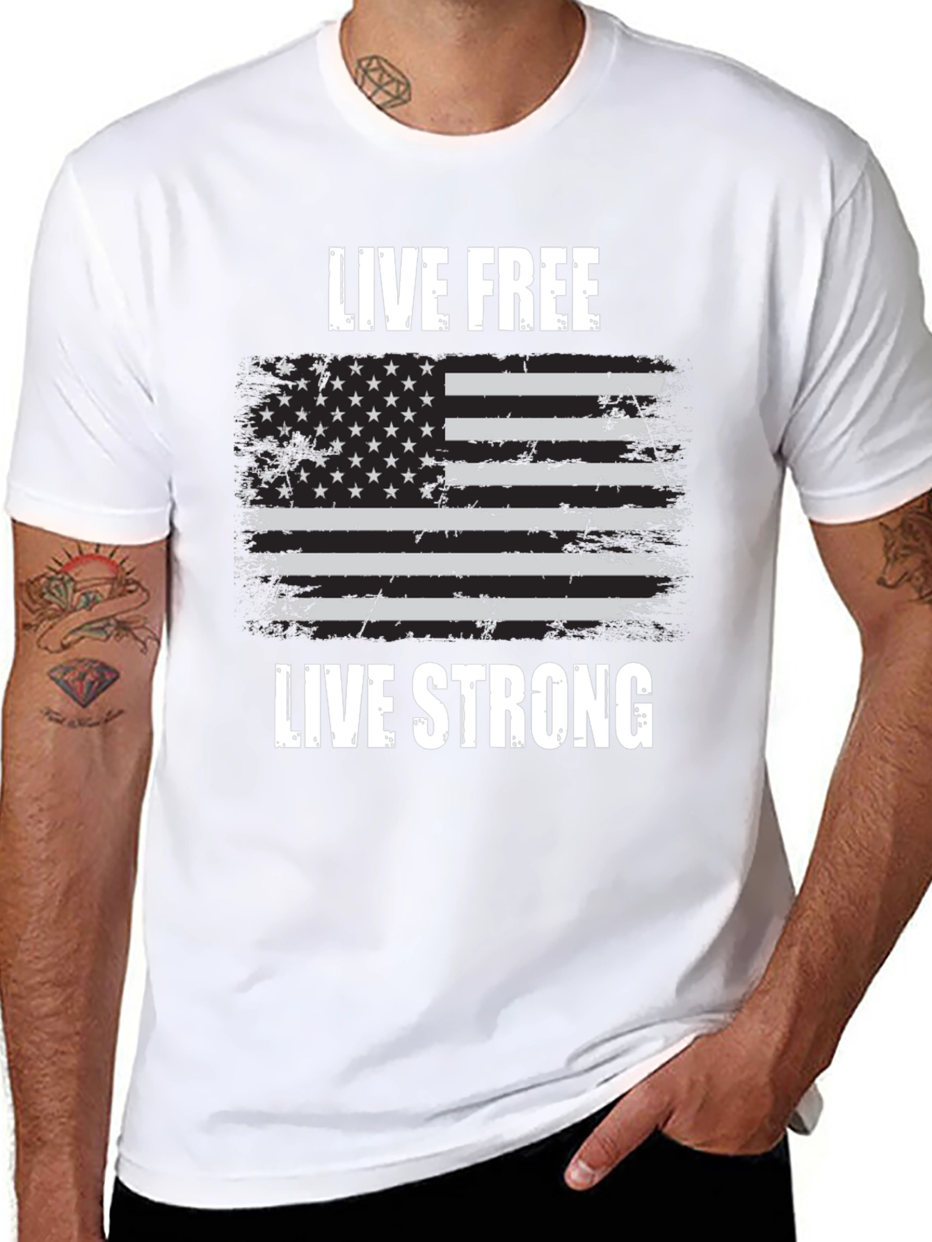 Live Free Live Strong Flag Graphic Tee