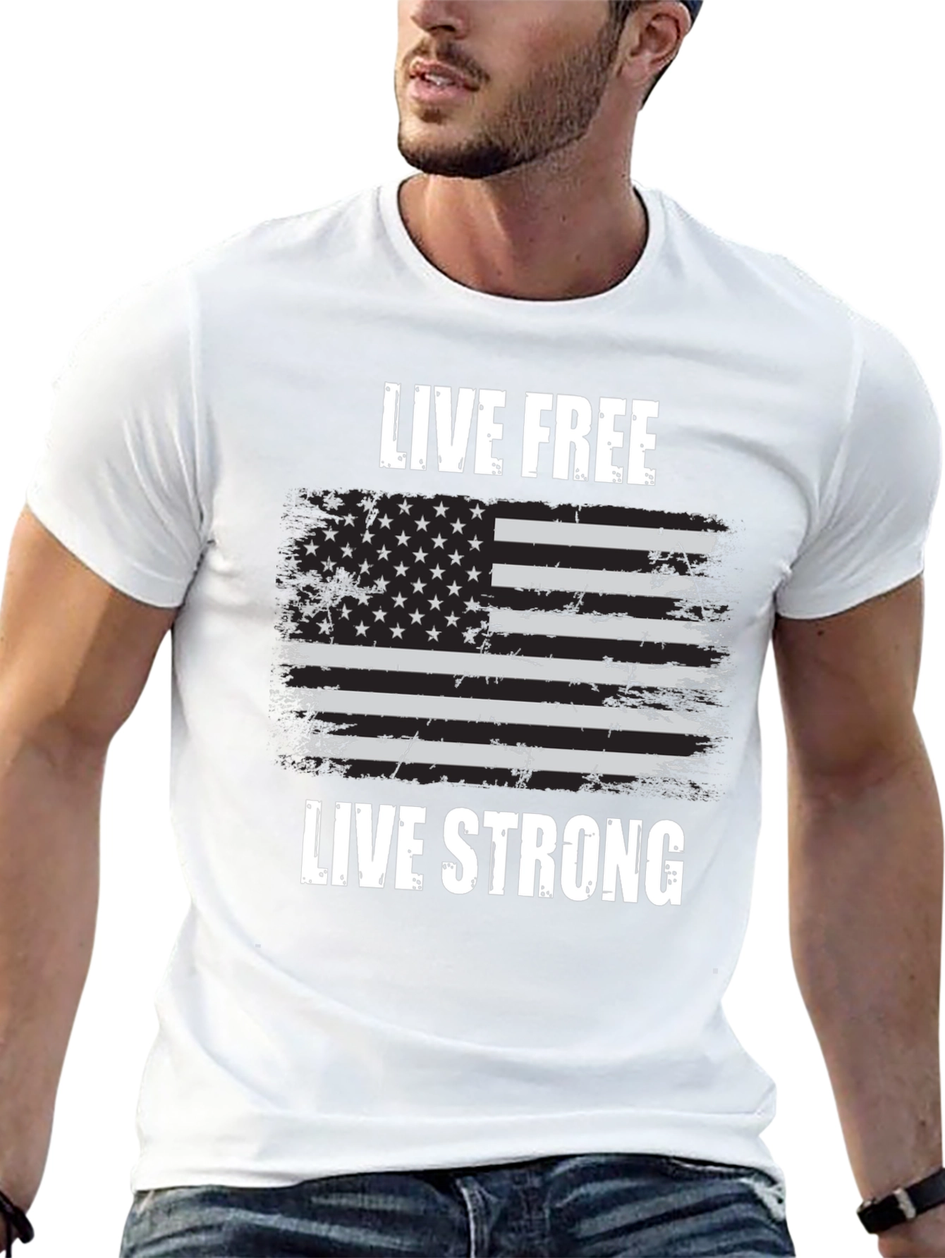 Live Free Live Strong Flag Graphic Tee