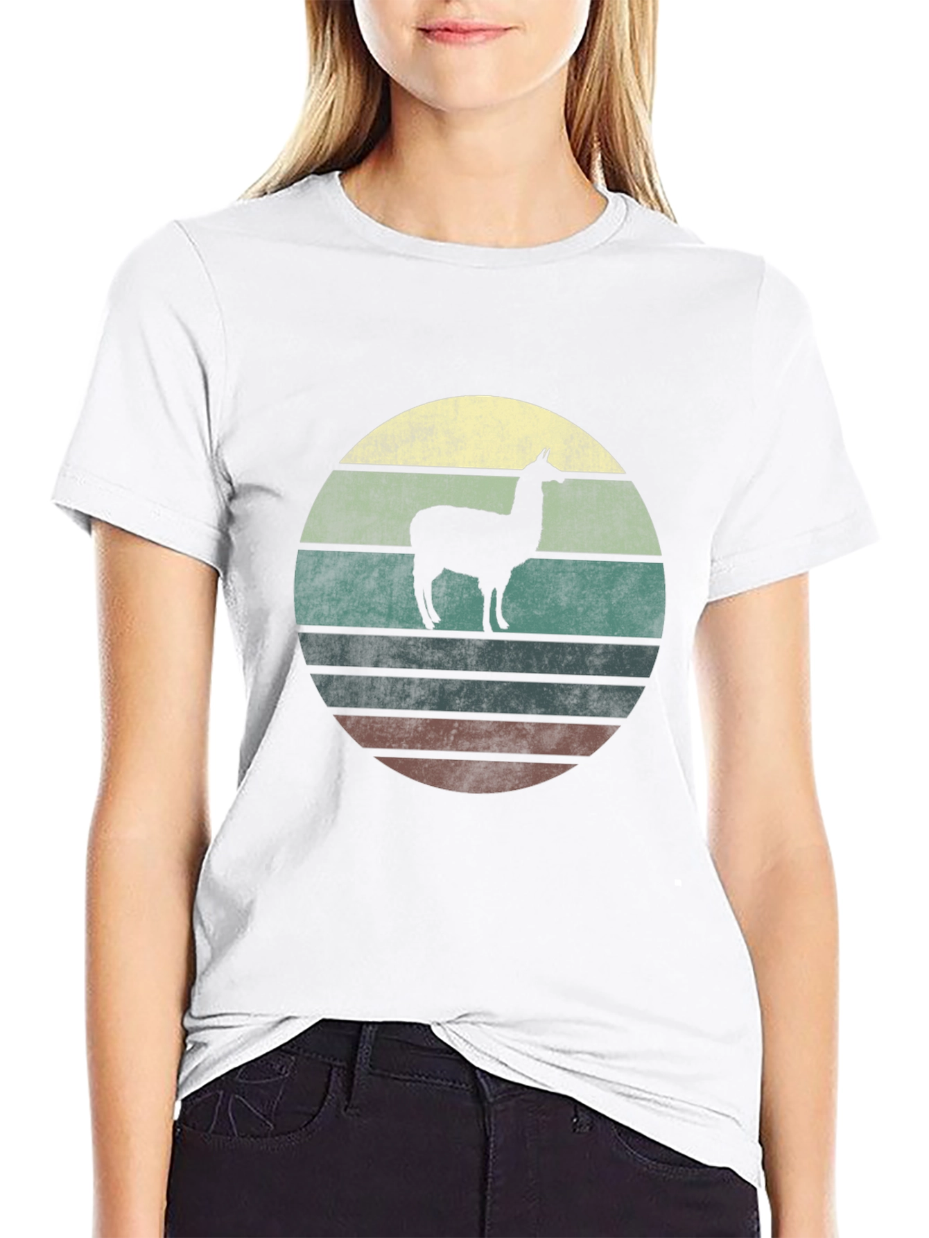 Llama Sunset Graphic T-Shirt - Retro Style